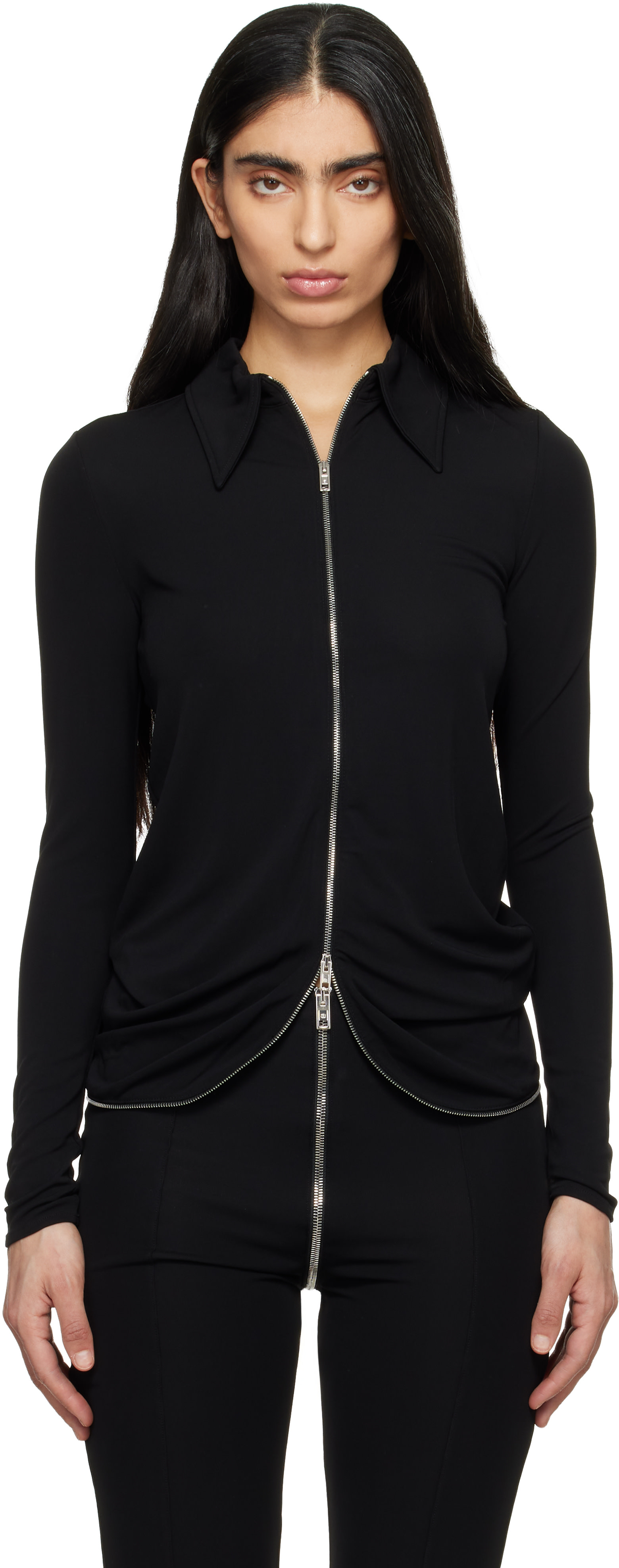 Alexander Wang - Chemise drapée noire à glissière