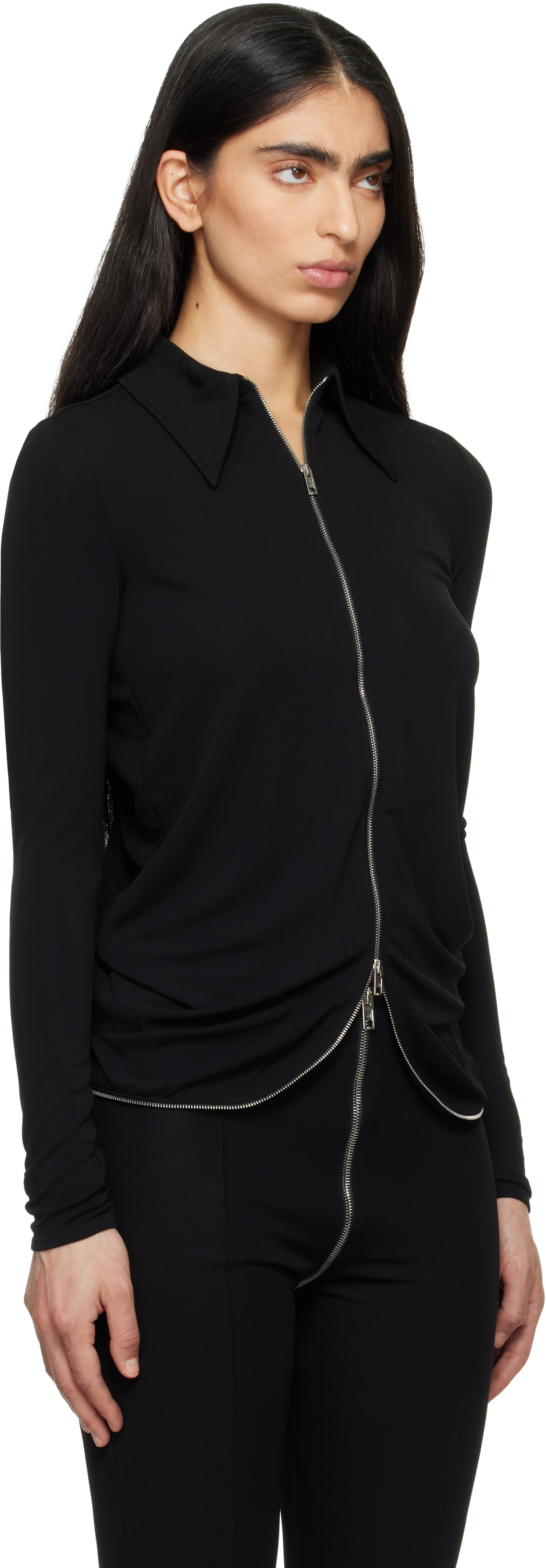 Alexander Wang - Chemise drapée noire à glissière