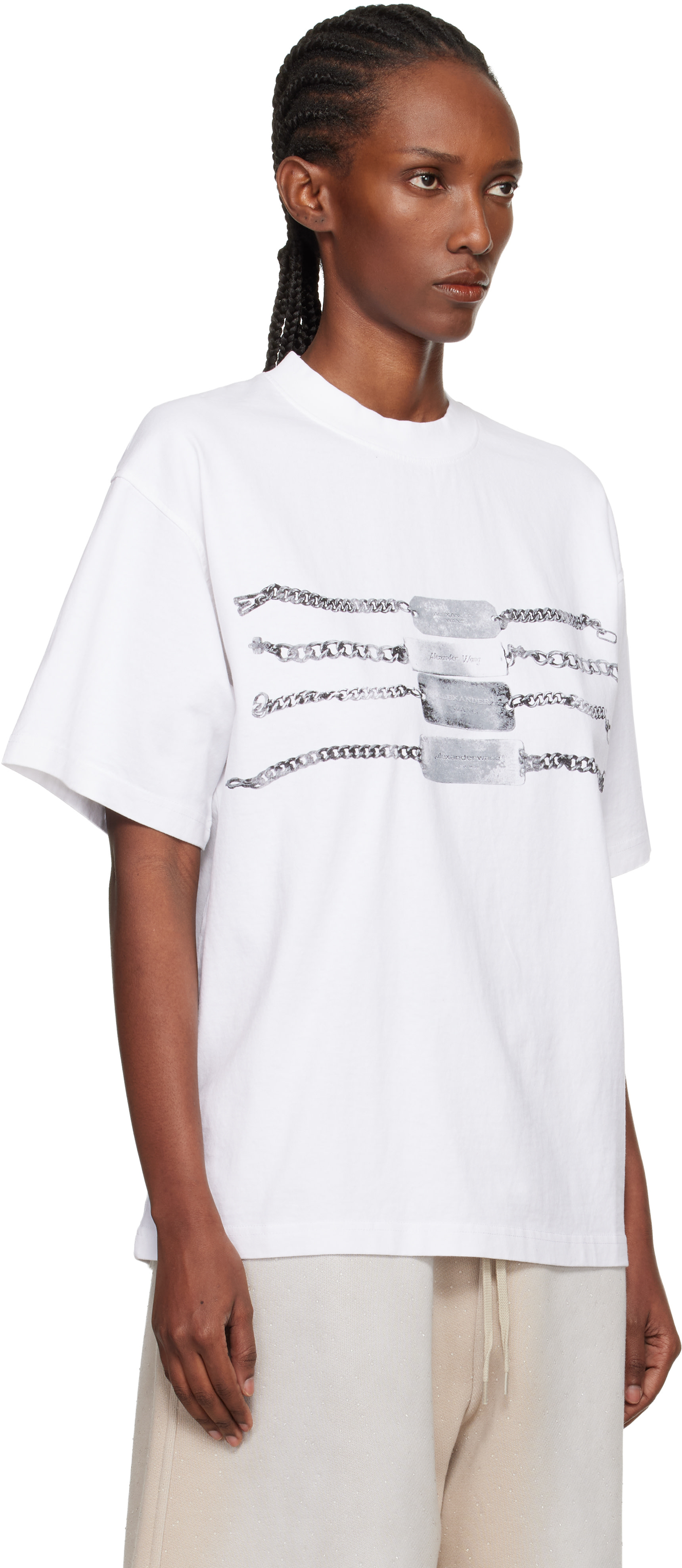 Alexander Wang: ホワイト オーバーサイズ グラフィックTシャツ