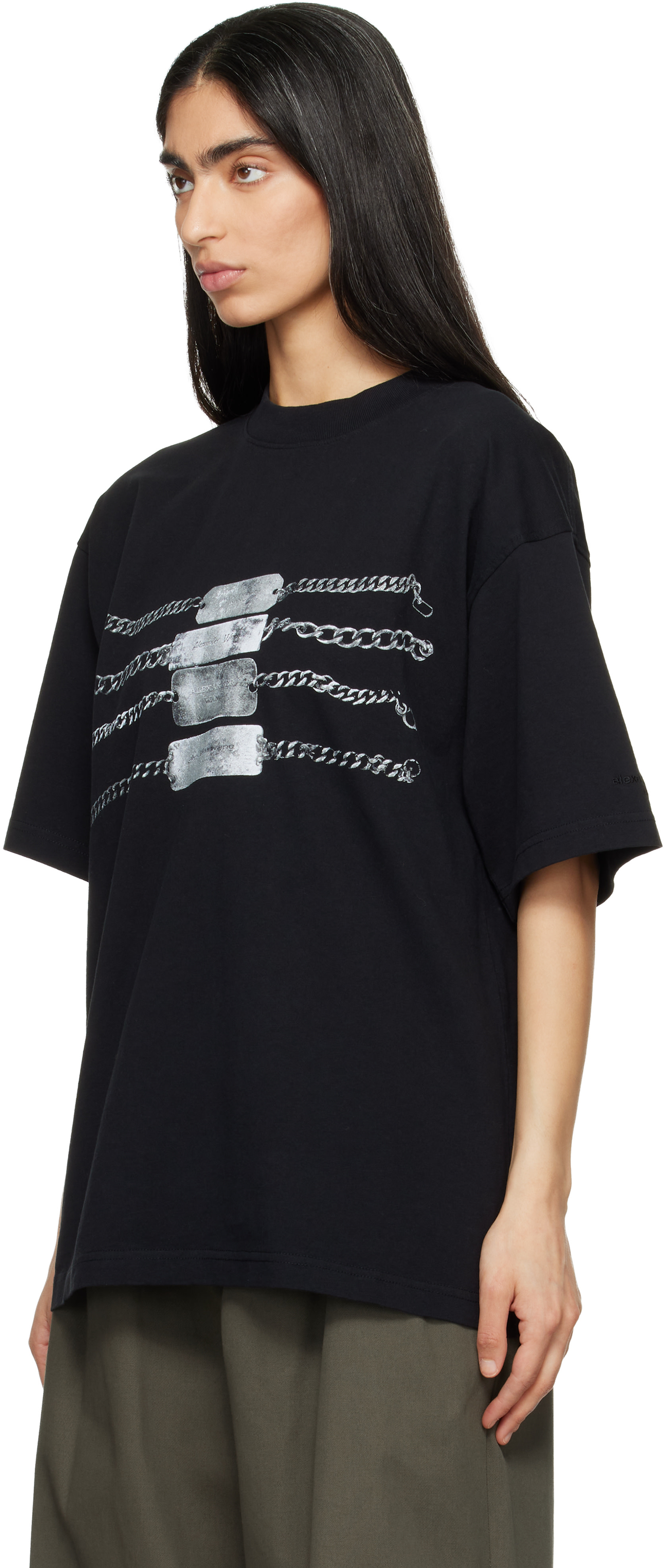 Alexander Wang: ブラック オーバーサイズ グラフィックTシャツ