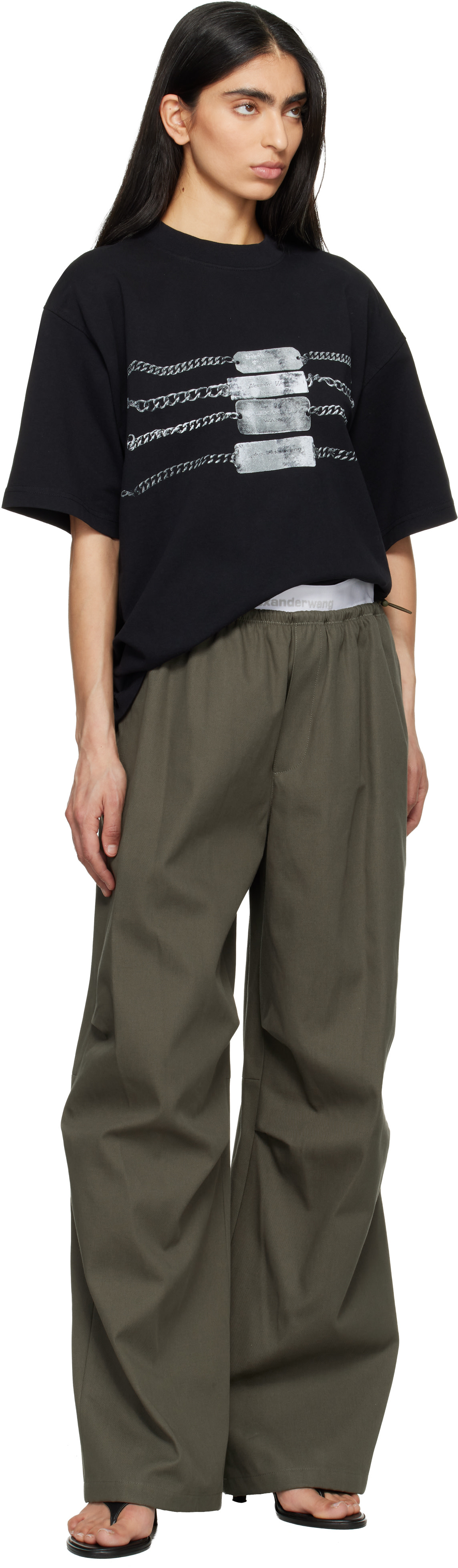 Alexander Wang: ブラック オーバーサイズ グラフィックTシャツ