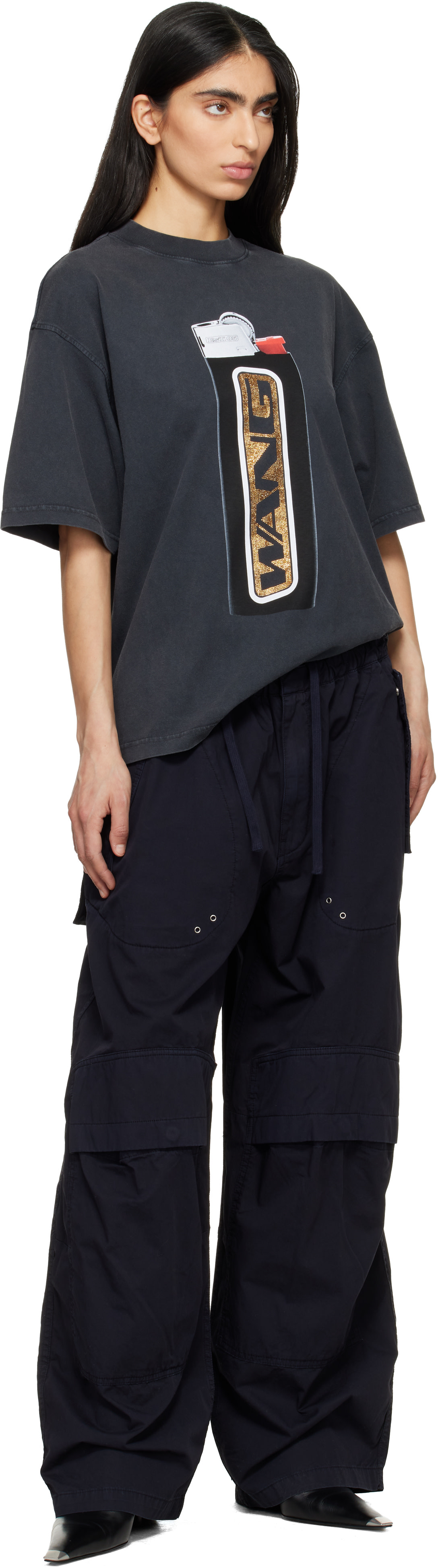 Alexander Wang: ブラック オーバーサイズ グラフィックTシャツ
