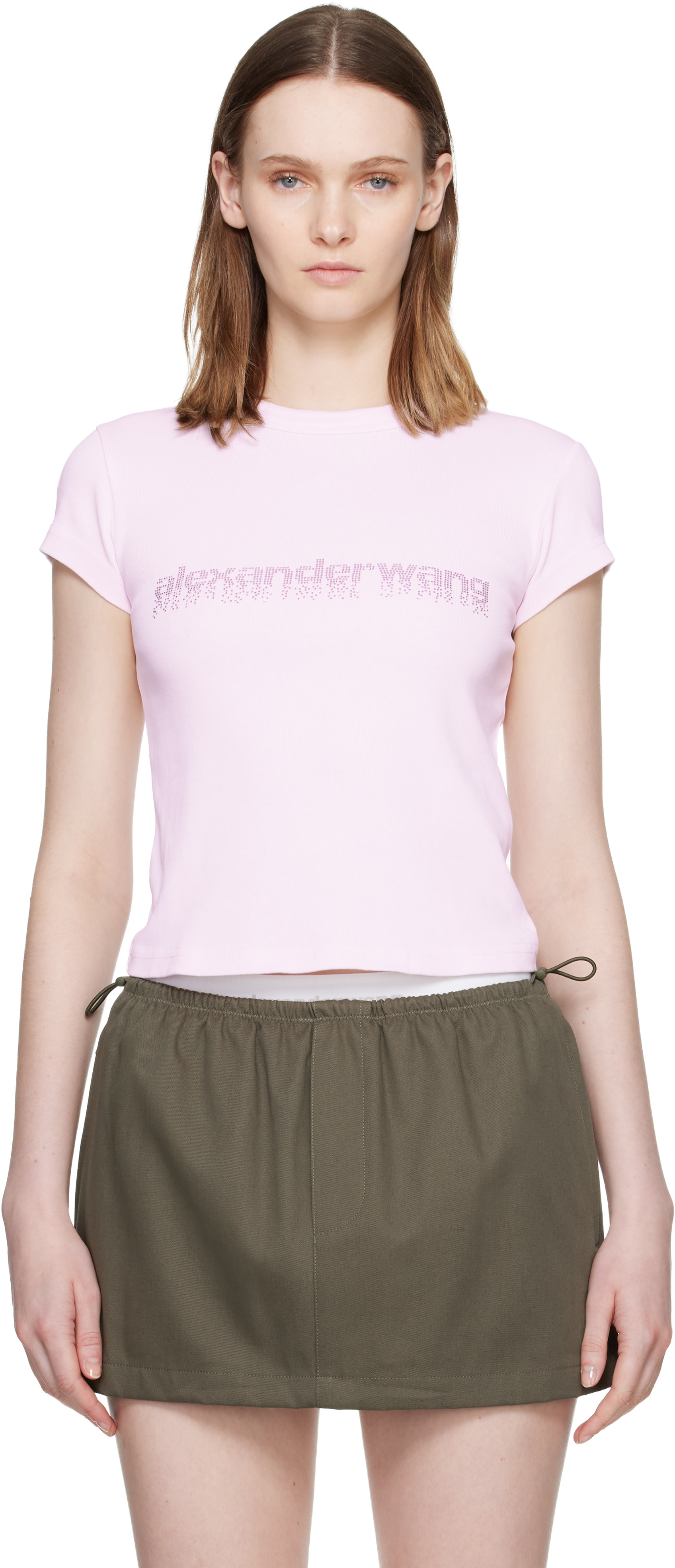 Alexander Wang - Micro t-shirt rose à logo