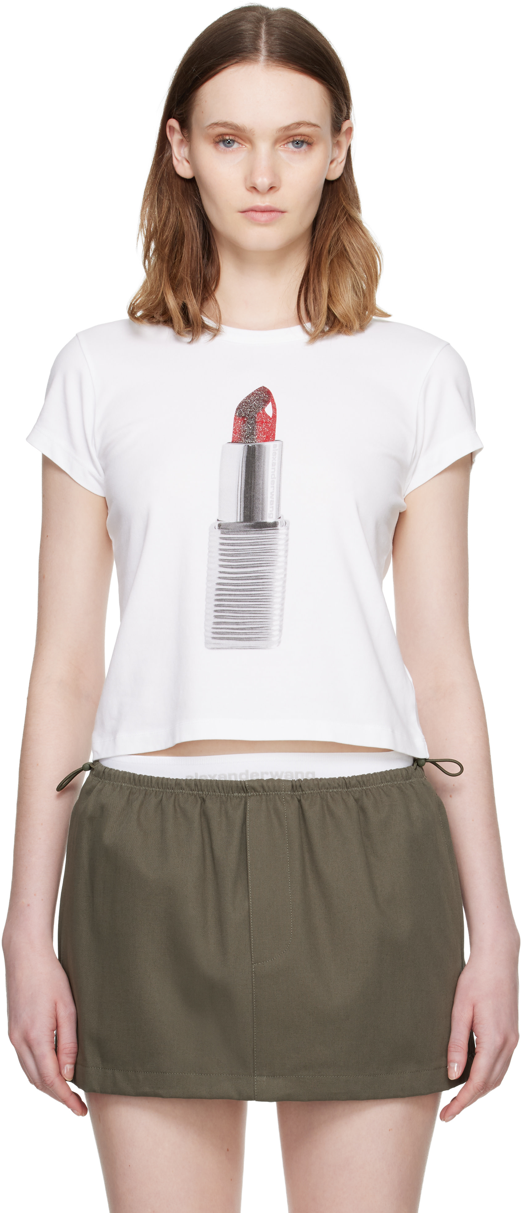 Alexander Wang - Micro t-shirt blanc à image