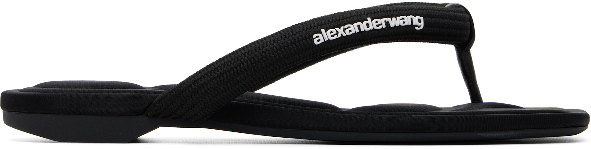 Alexander Wang: Black Jenna Tubular Flat Thong Sandals | SSENSE