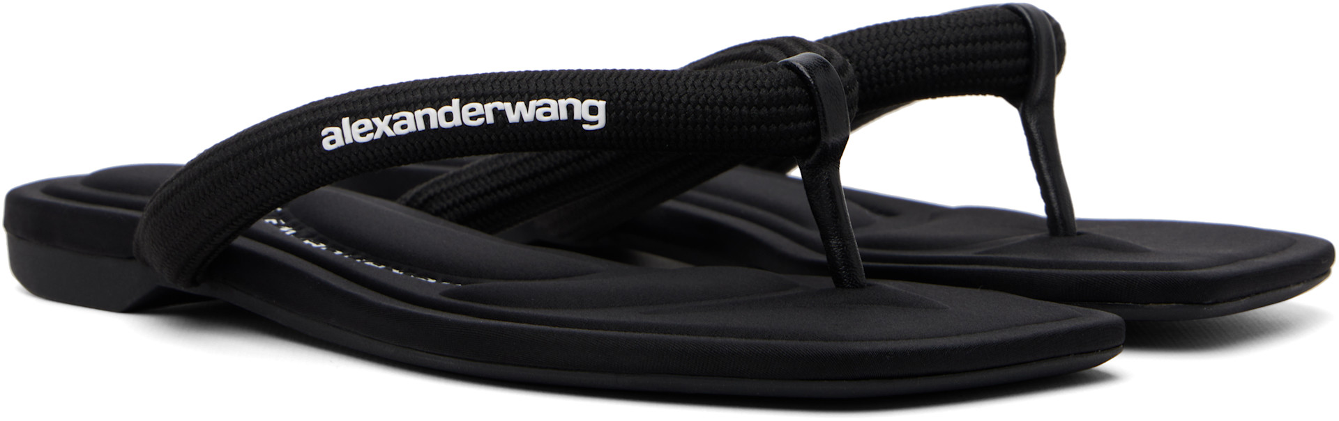 alexander wang サンダル　37サイズ Alexander Wang: Black Jenna Tubular Flat Thong Sandals | SSENSE
