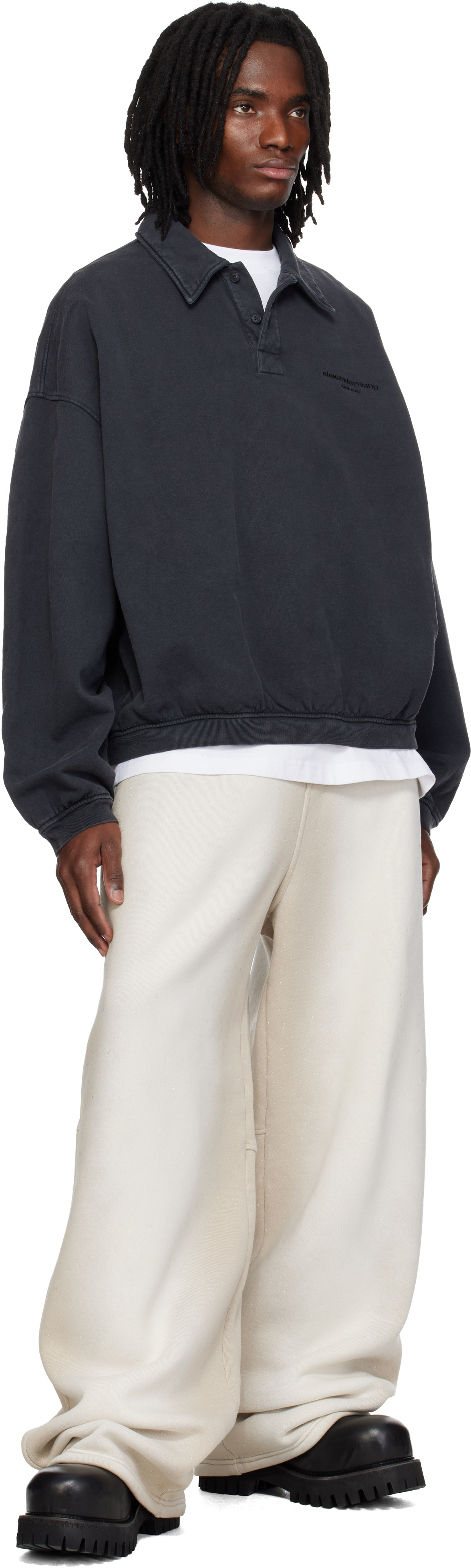 【再値下げ】Alexander Wangブラックパフロゴオーバーサイズポロシャツ alexander wang - 【ラスト1点】DISTRESSED LOGO HOODIE / オーバー