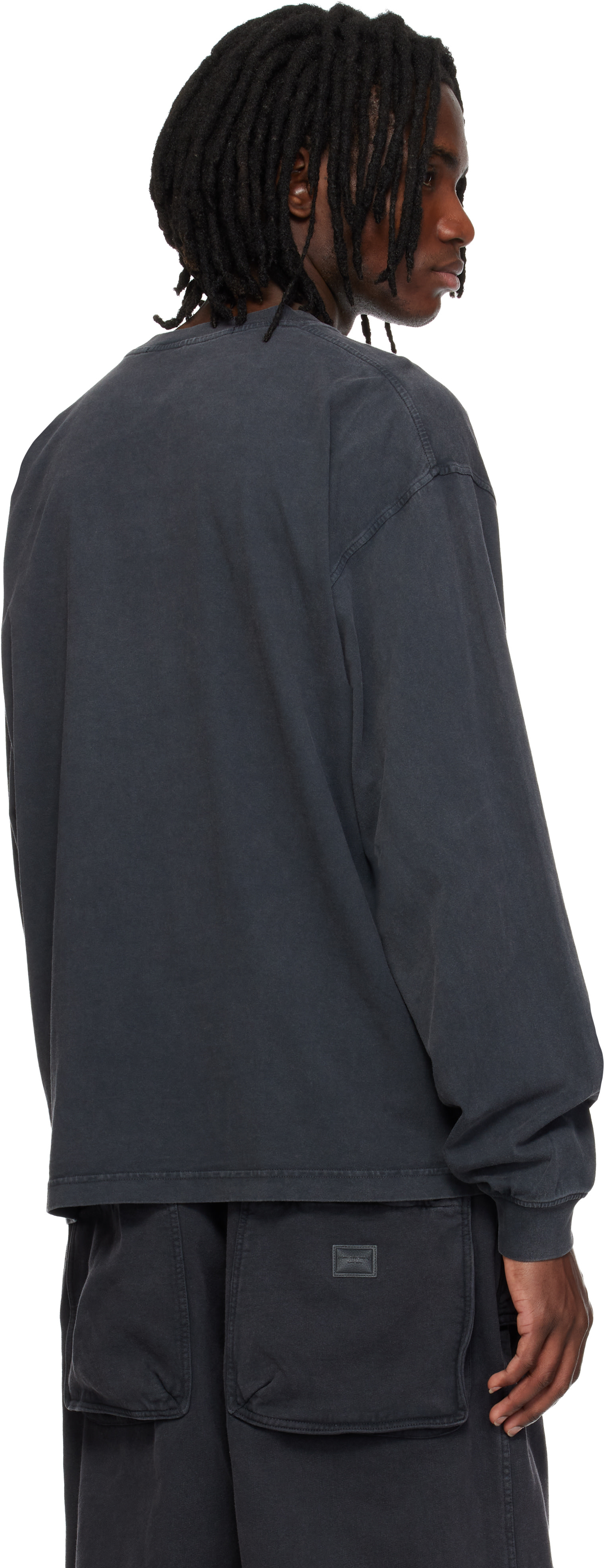 Alexander Wang: Black Long Sleeve Embossed Halo T-shirt | SSENSE