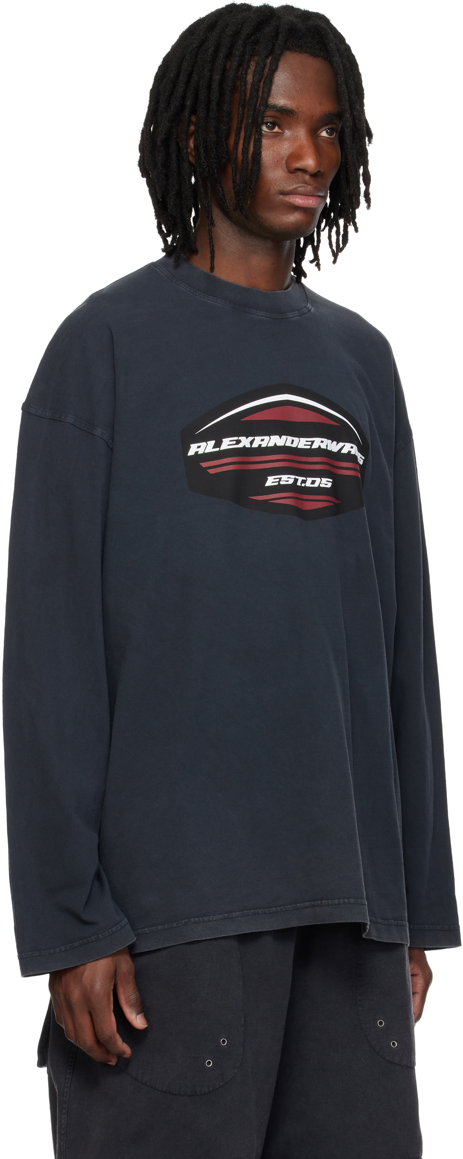 Alexander Wang: ブラック Shield Graphic 長袖Tシャツ | SSENSE 日本