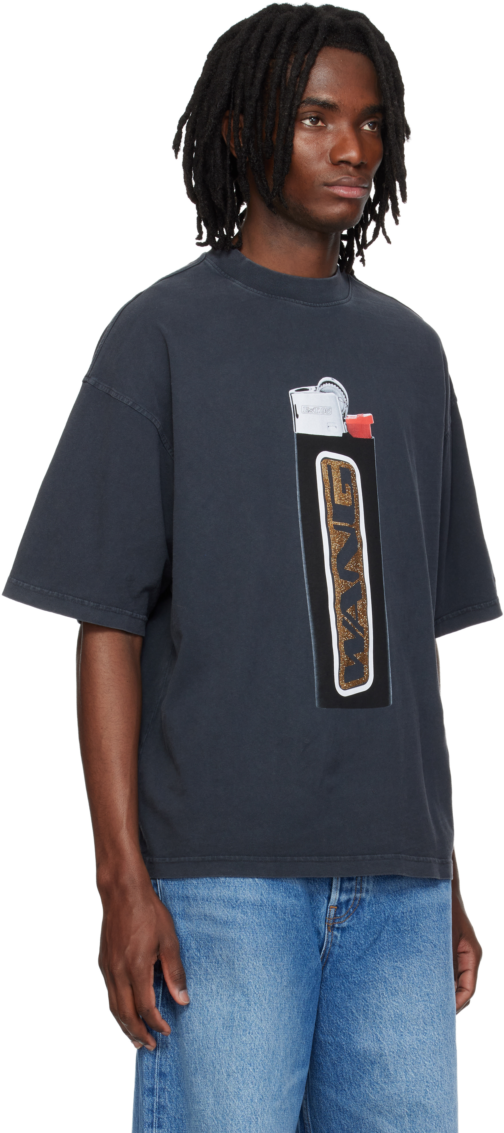 Alexander Wang: Black Oversized Graphic T-shirt | SSENSE