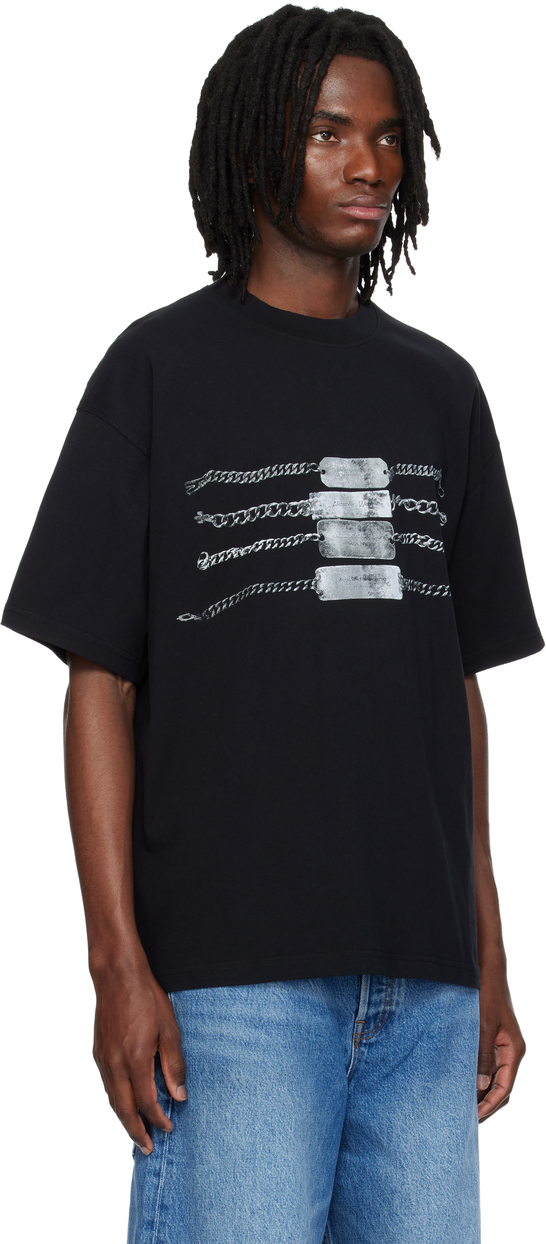 Alexander Wang: Black Oversized Graphic T-shirt | SSENSE