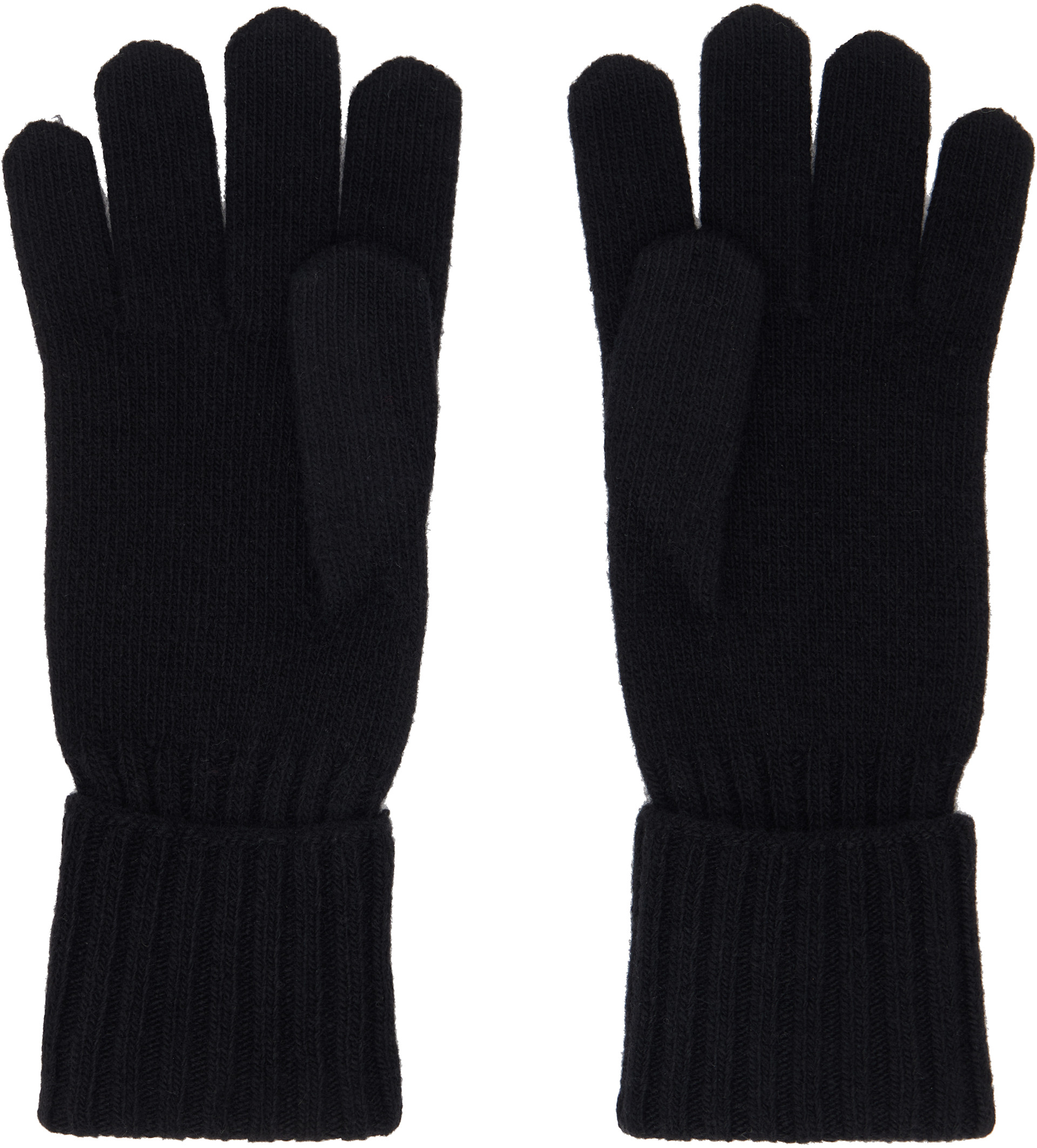 MM6 Maison Margiela: Black Wool-Blend Knit Gloves | SSENSE