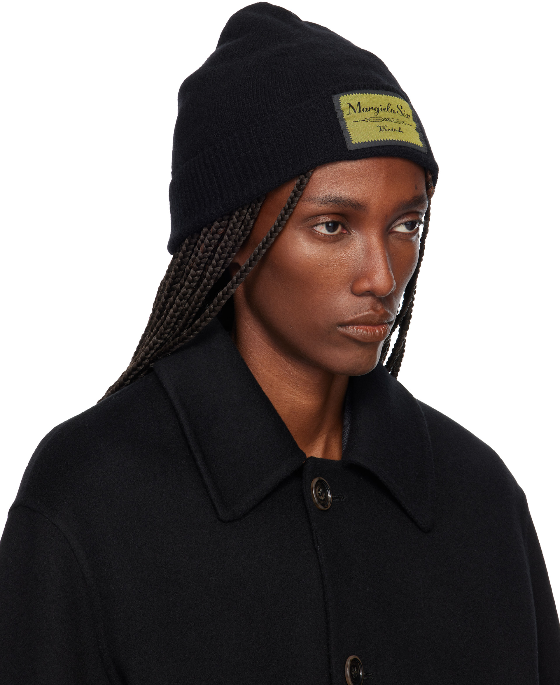 MM6 Maison Margiela: Black Access Labels Story Beanie | SSENSE