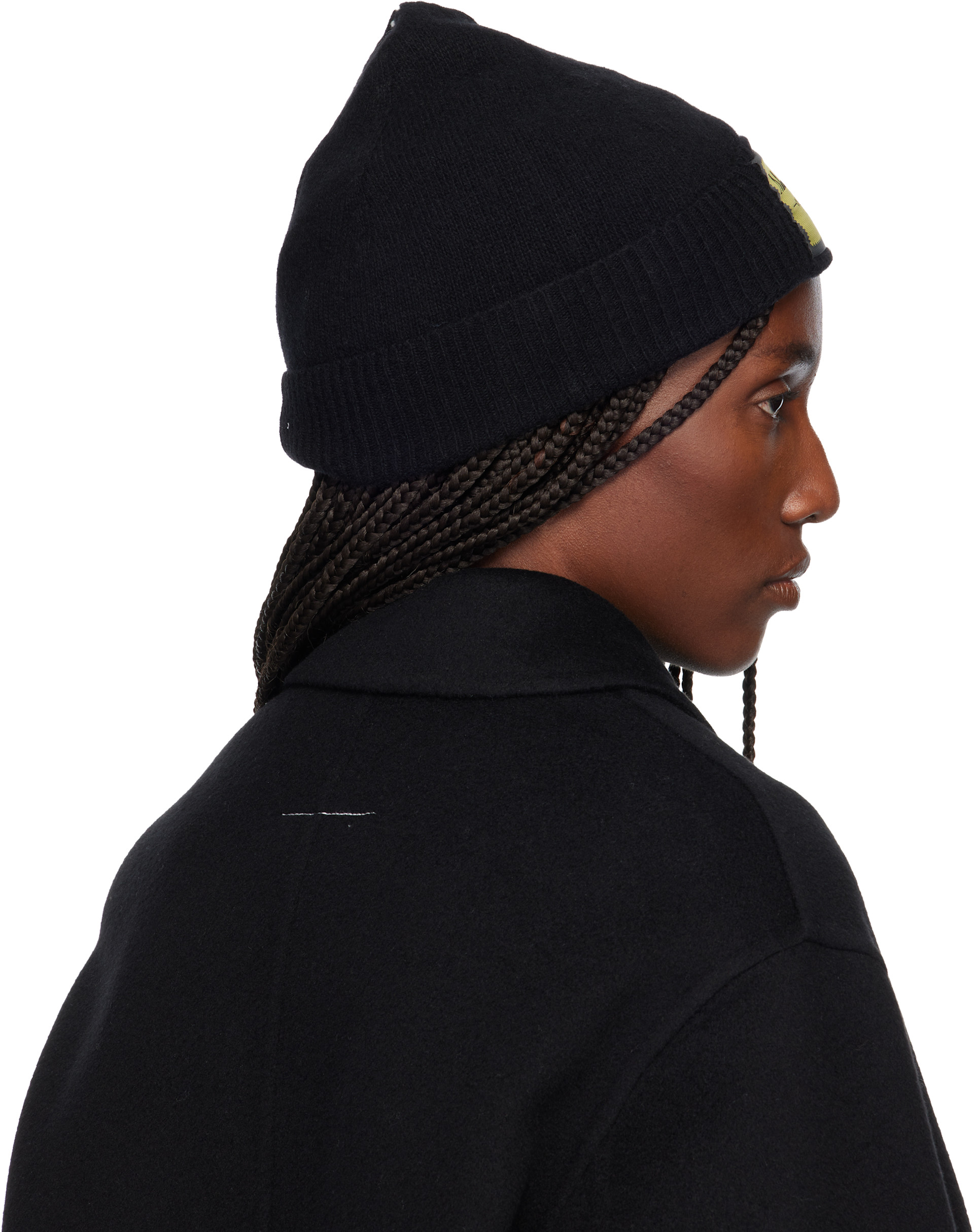 MM6 Maison Margiela: Black Access Labels Story Beanie | SSENSE