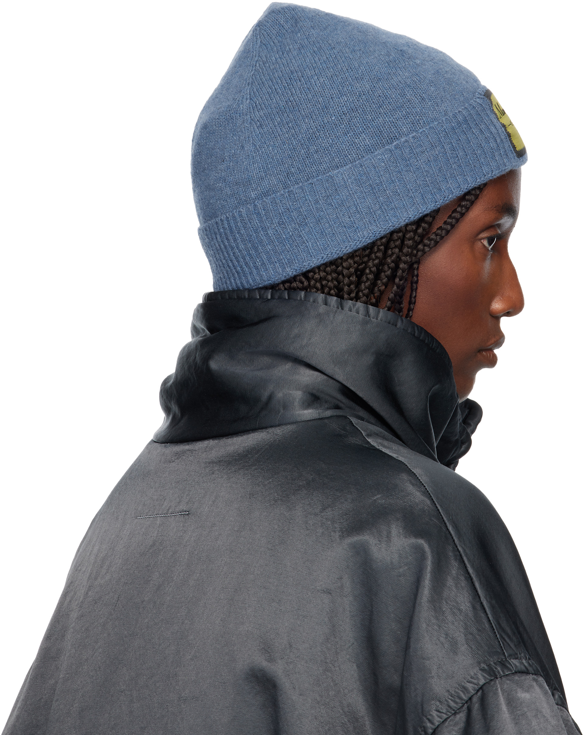 MM6 Maison Margiela: Blue Access Labels Story Beanie | SSENSE