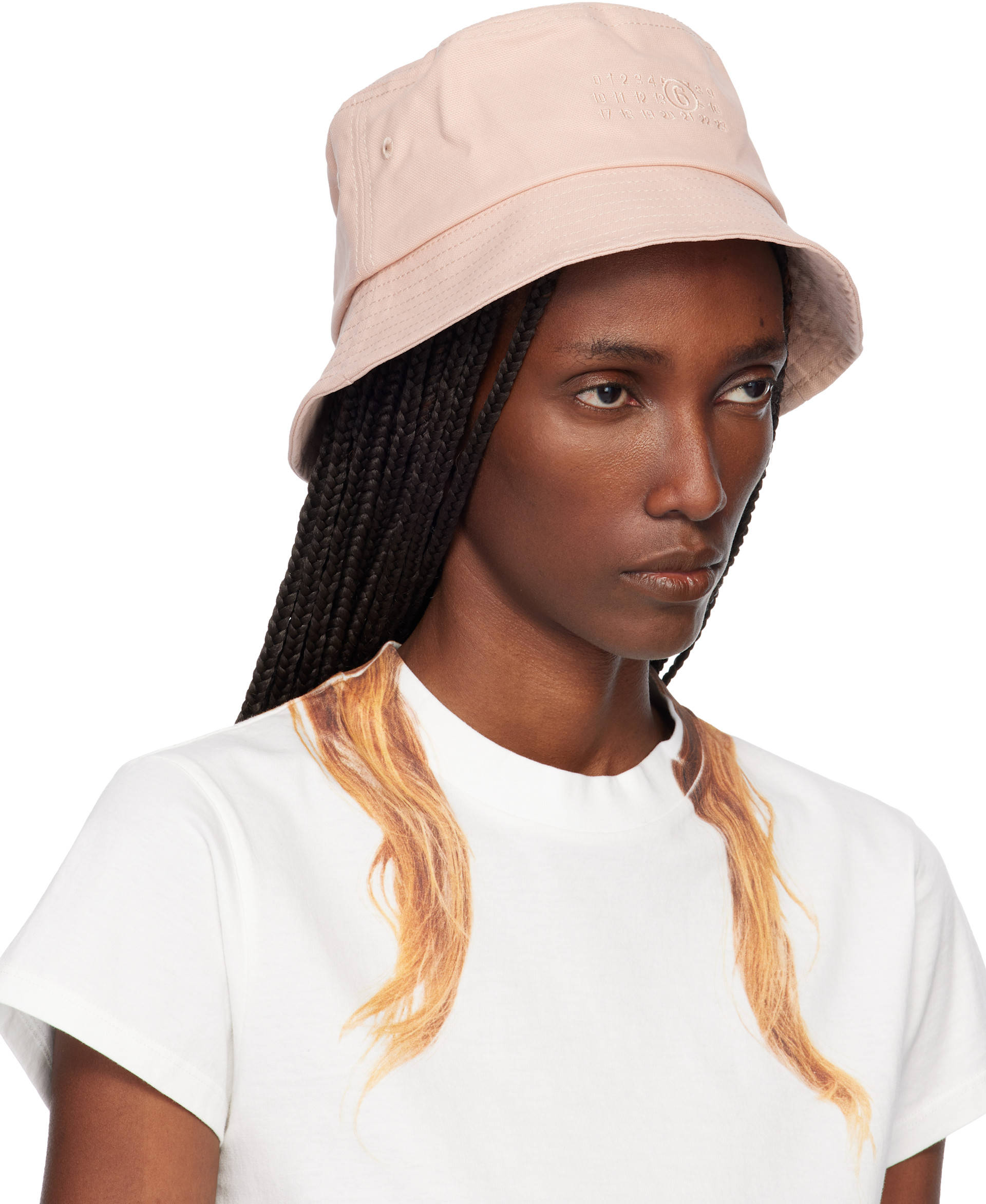 未使用 MM6 マルジェラ バケットハット ピンク MM6 Maison Margiela: ピンク コットンキャンバス バケットハット
