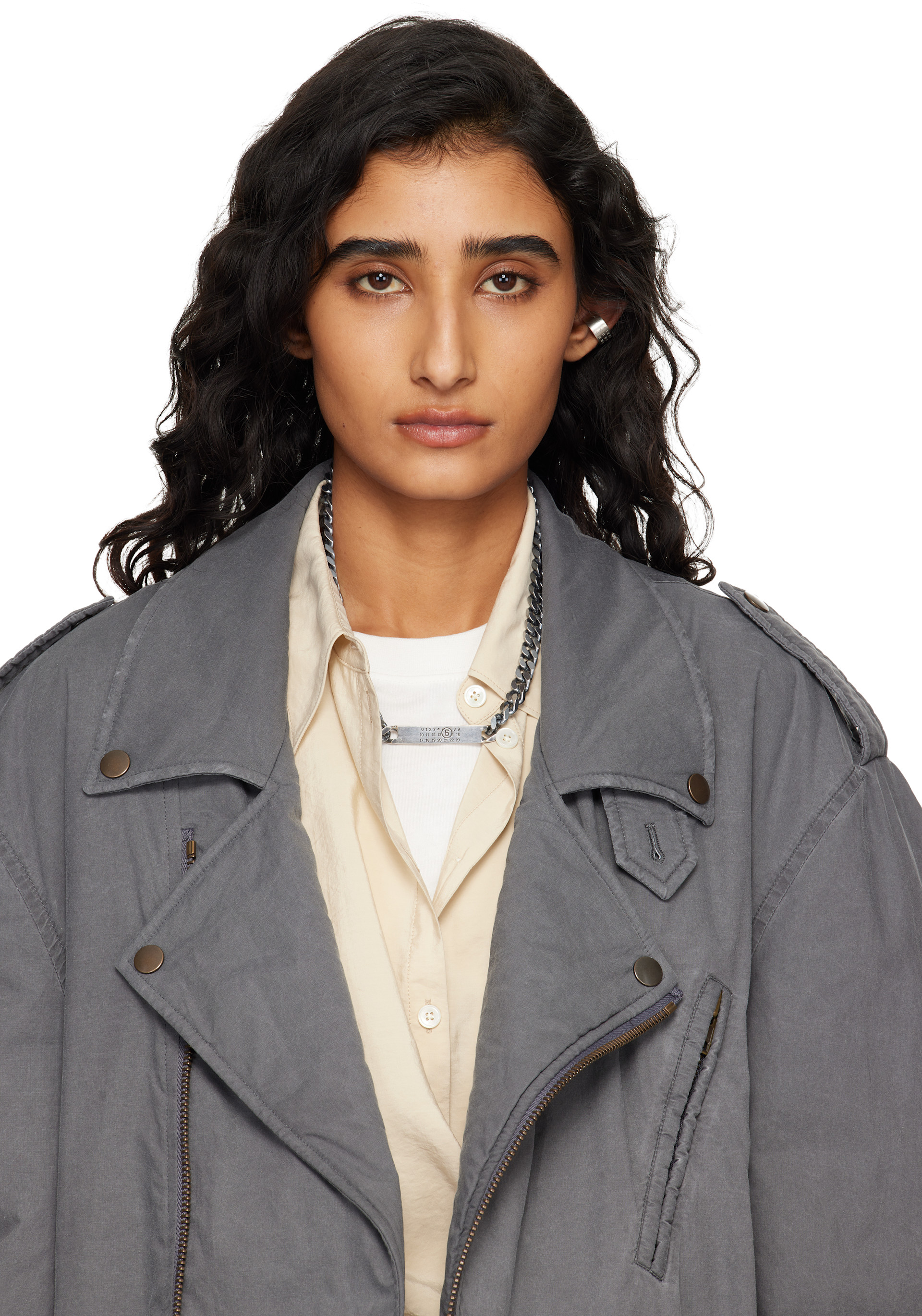 MM6 Maison Margiela: Minimal Logo Id Tag Curb ネックレス | SSENSE 日本
