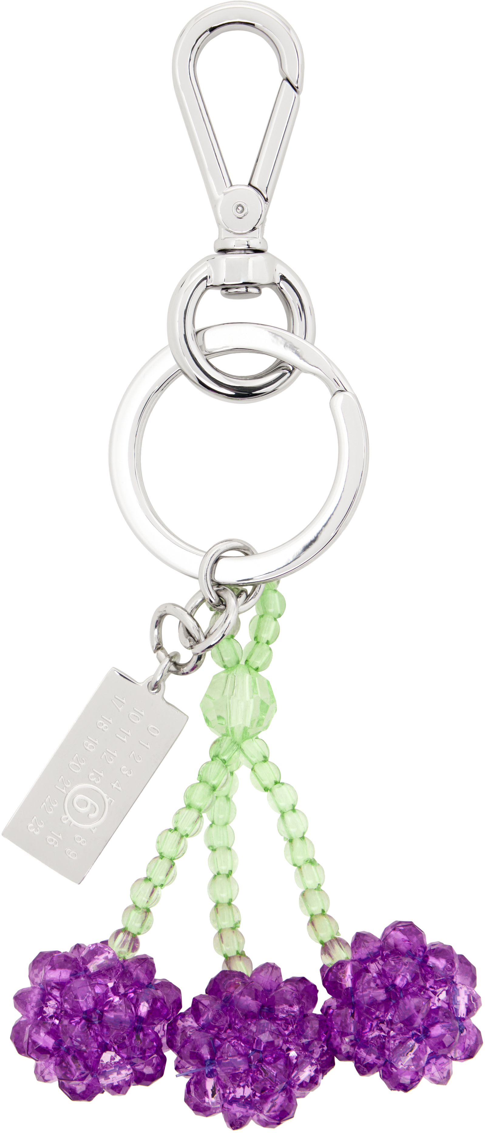 MM6 Maison Margiela: Purple Cherry Beaded Numeric Keychain | SSENSE