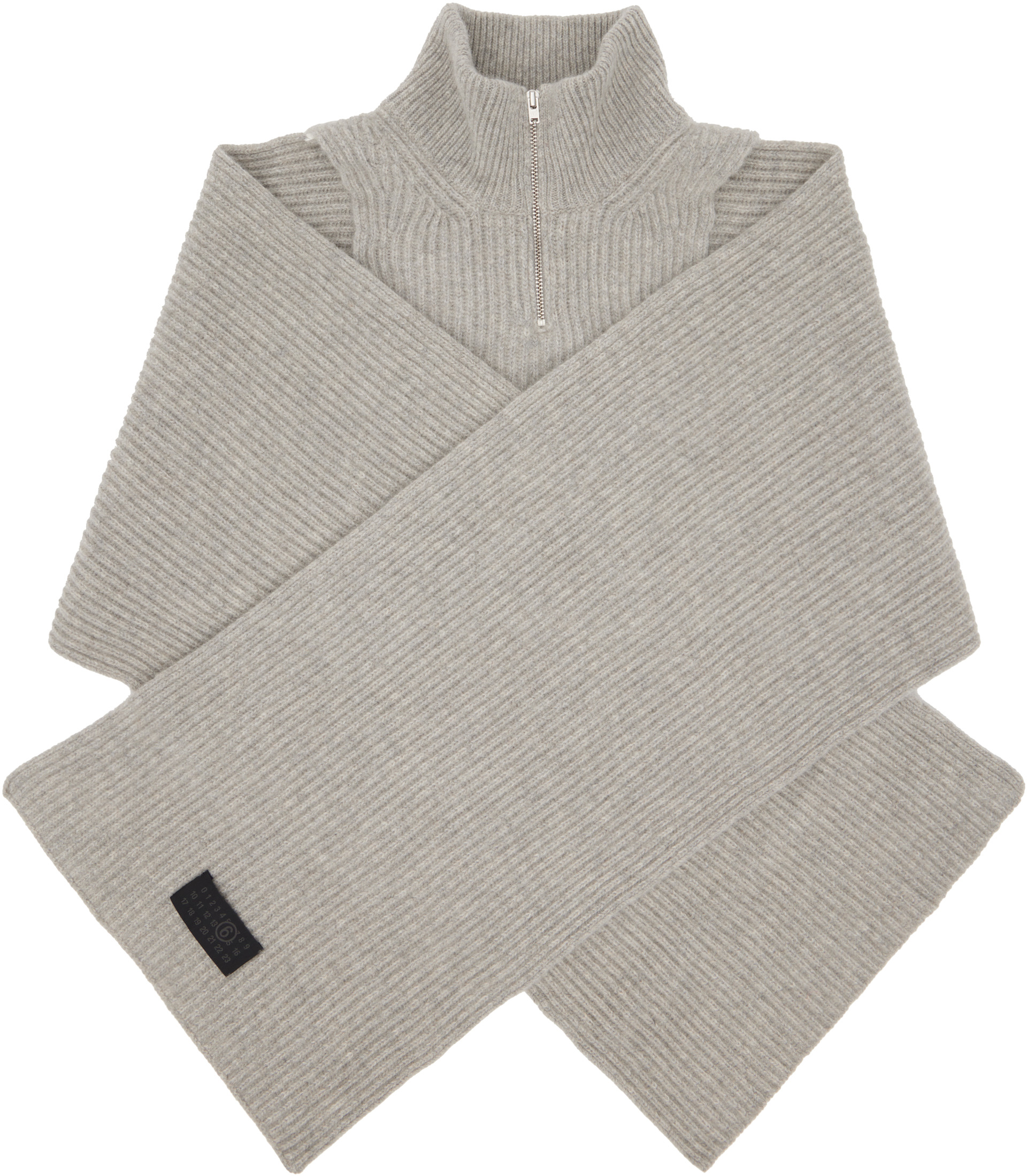 MM6 Maison Margiela: Gray Fisherman Knit Camionneur Scarf | SSENSE