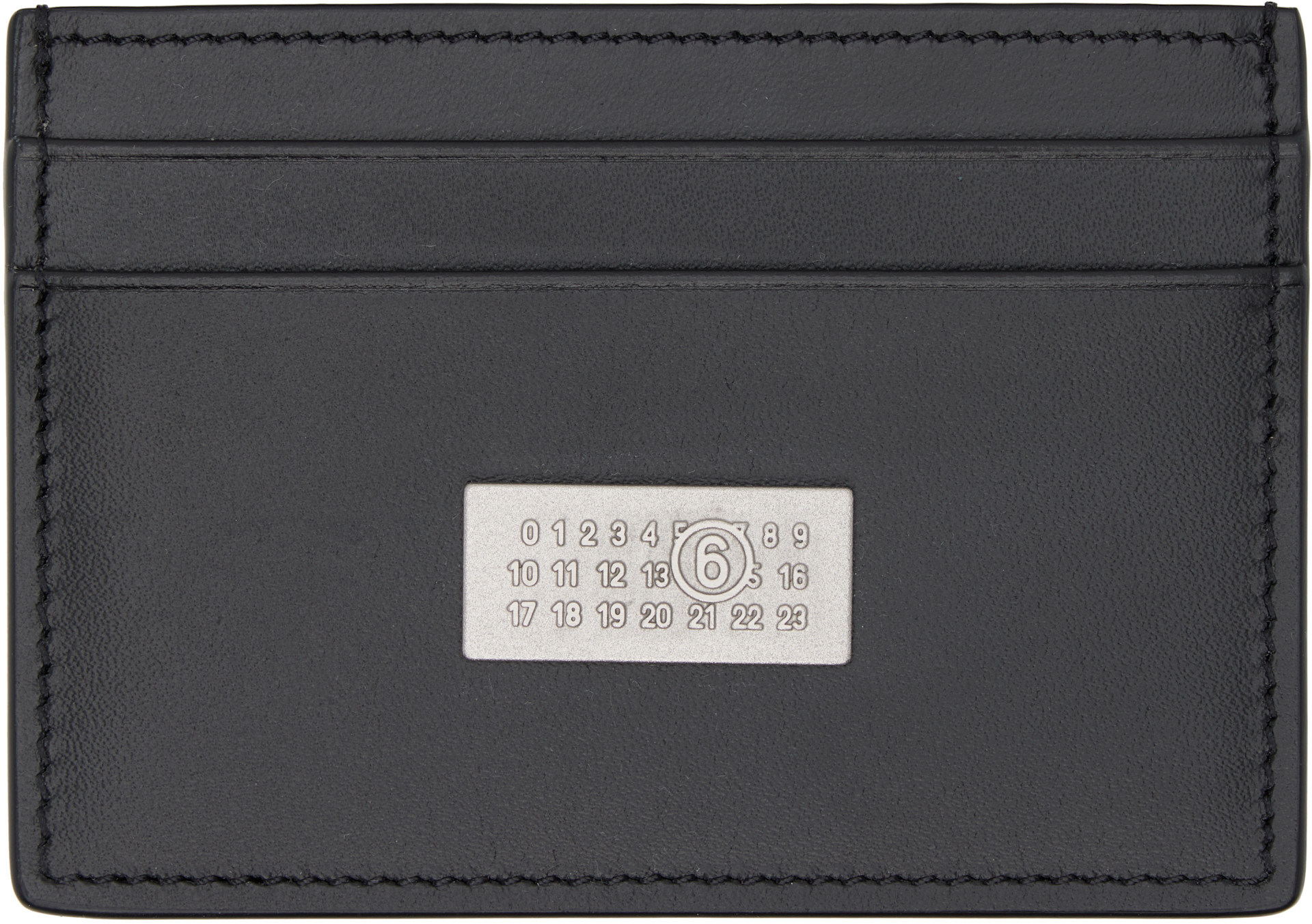 MM6 Maison Margiela: Black Numeric Leather Card Holder | SSENSE