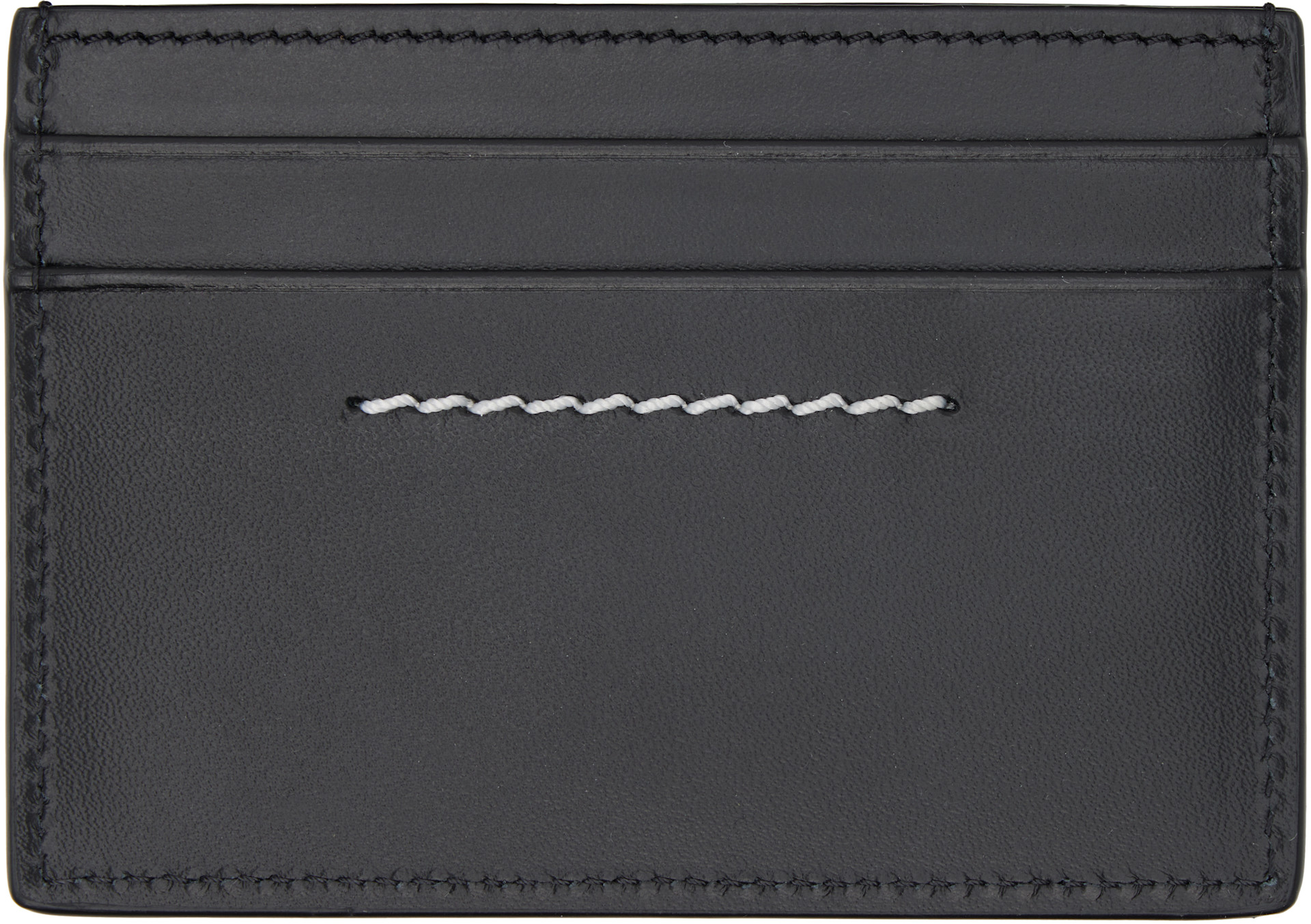 MM6 Maison Margiela: Black Numeric Leather Card Holder | SSENSE