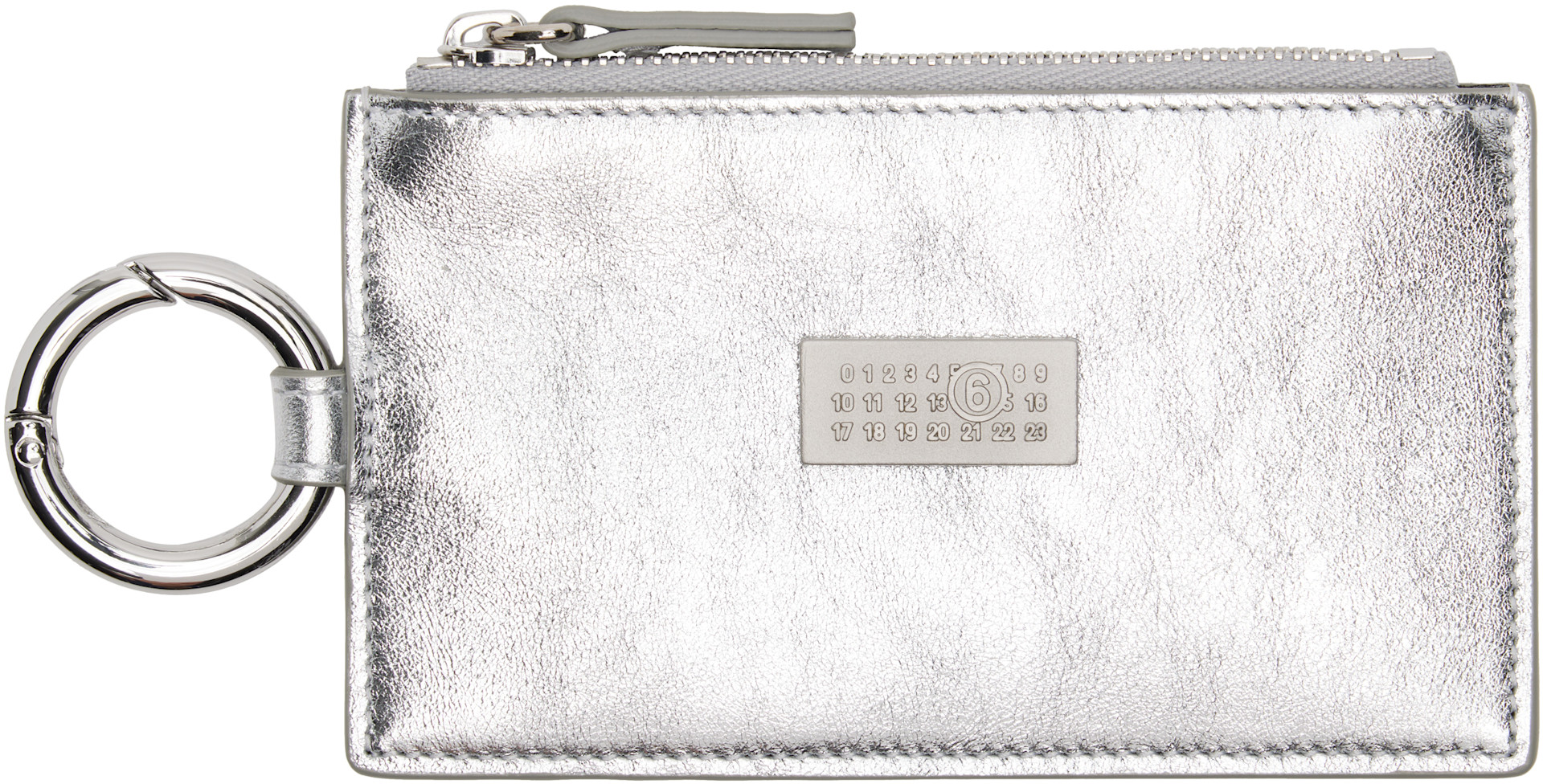 MM6 Maison Margiela: Silver Numeric Leather Key Ring Wallet | SSENSE MM6 Maison Margiela: Silver Numeric Leather Key Ring Wallet | SSENSE