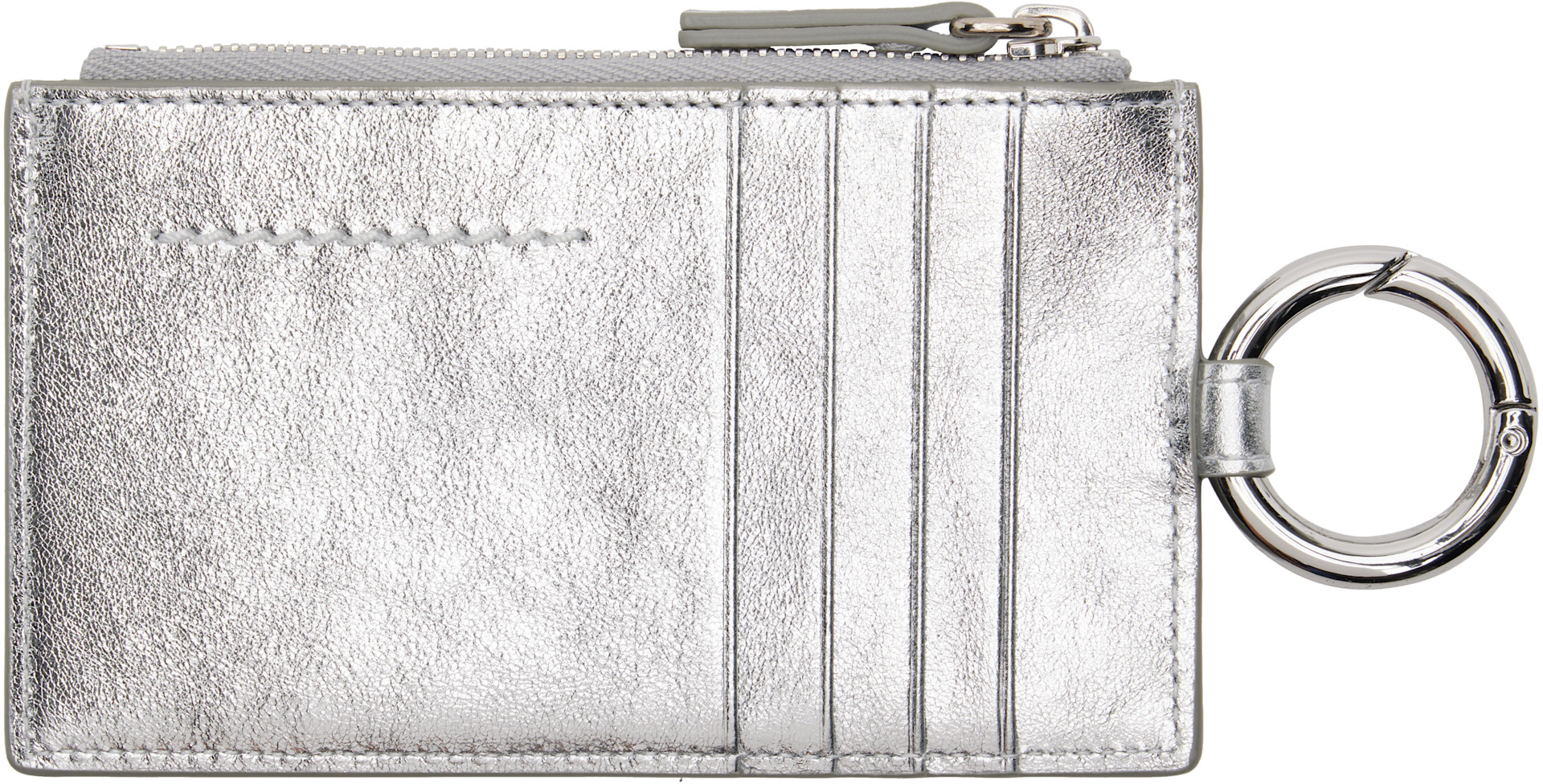 MM6 Maison Margiela: Silver Numeric Leather Key Ring Wallet | SSENSE MM6 Maison Margiela: Silver Numeric Leather Key Ring Wallet | SSENSE