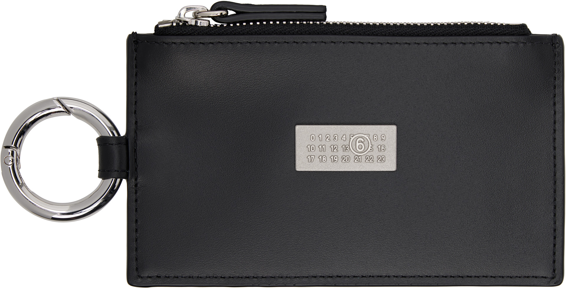 MM6 Maison Margiela: Black Numeric Leather Key Ring Wallet | SSENSE