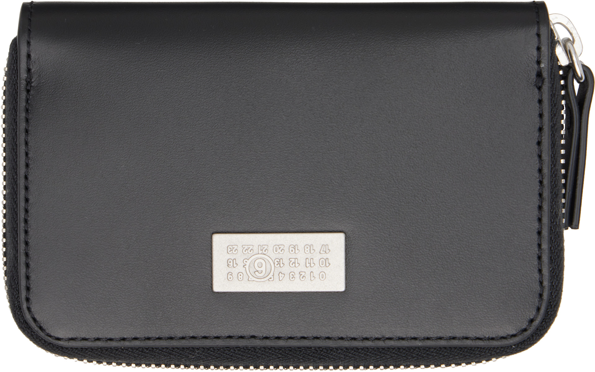 MM6 Maison Margiela: Black Numeric Leather Zip Wallet | SSENSE Canada