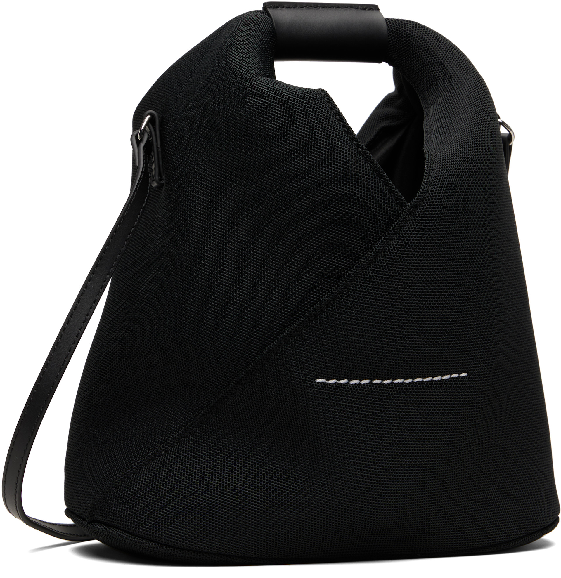 MM6 Maison Margiela: ブラック Triangle メッシュ クロスボディバッグ