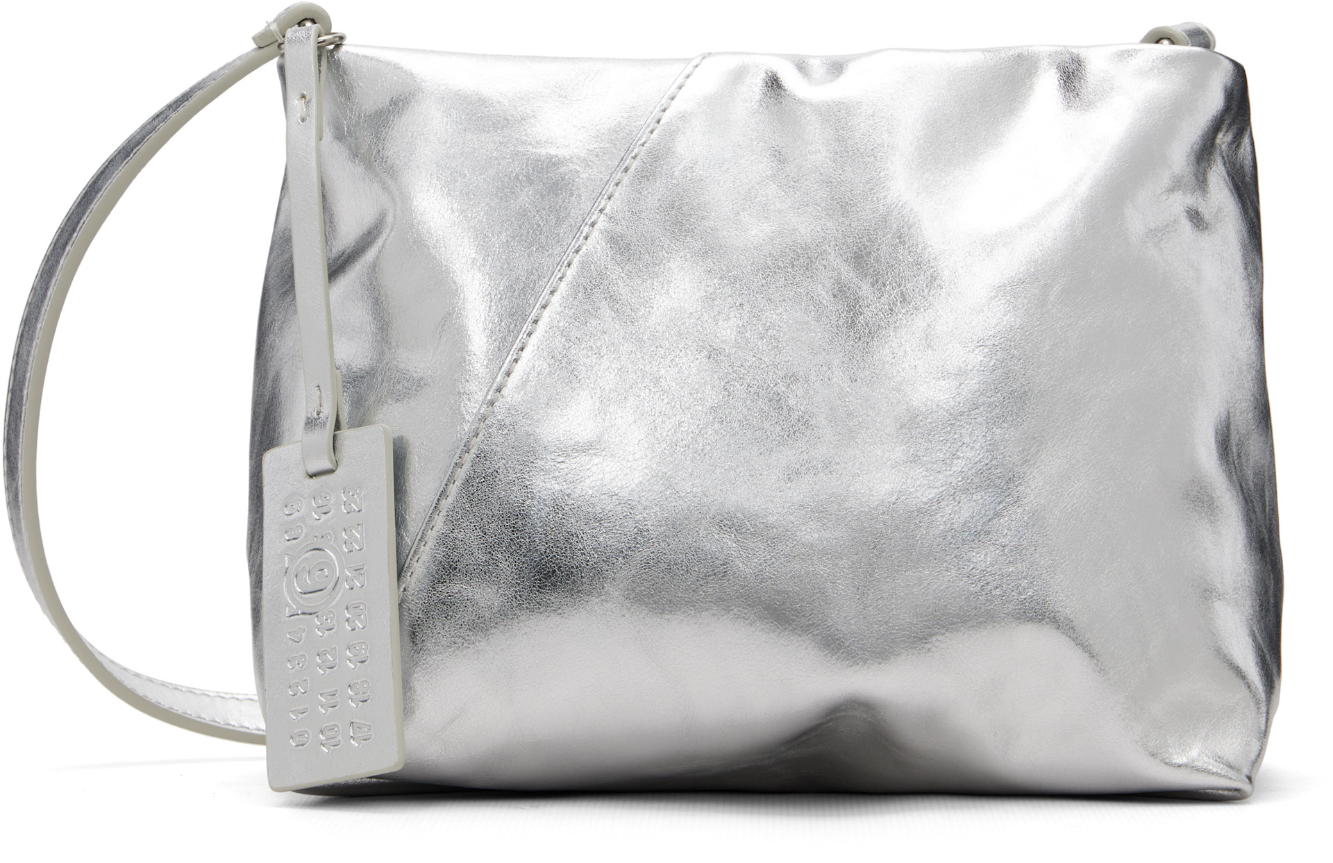 MM6 Maison Margiela: シルバー トライアングル フォールデッド バッグ