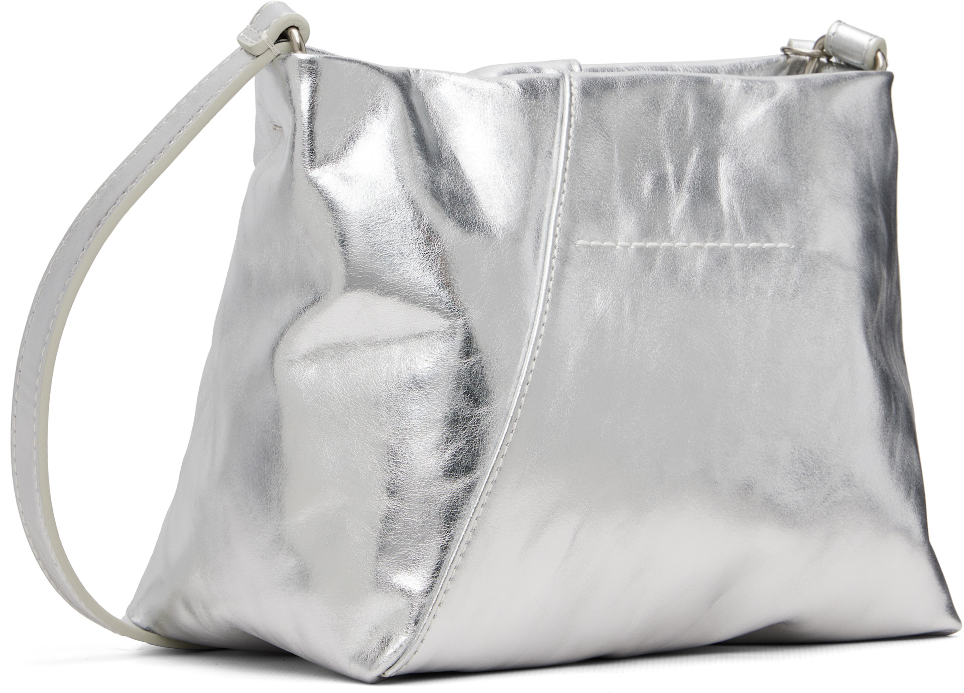 最終値下げ【新品】Maison MargielaClochetteLeather MM6 Maison Margiela: Silver Triangle Folded Bag | SSENSE Canada