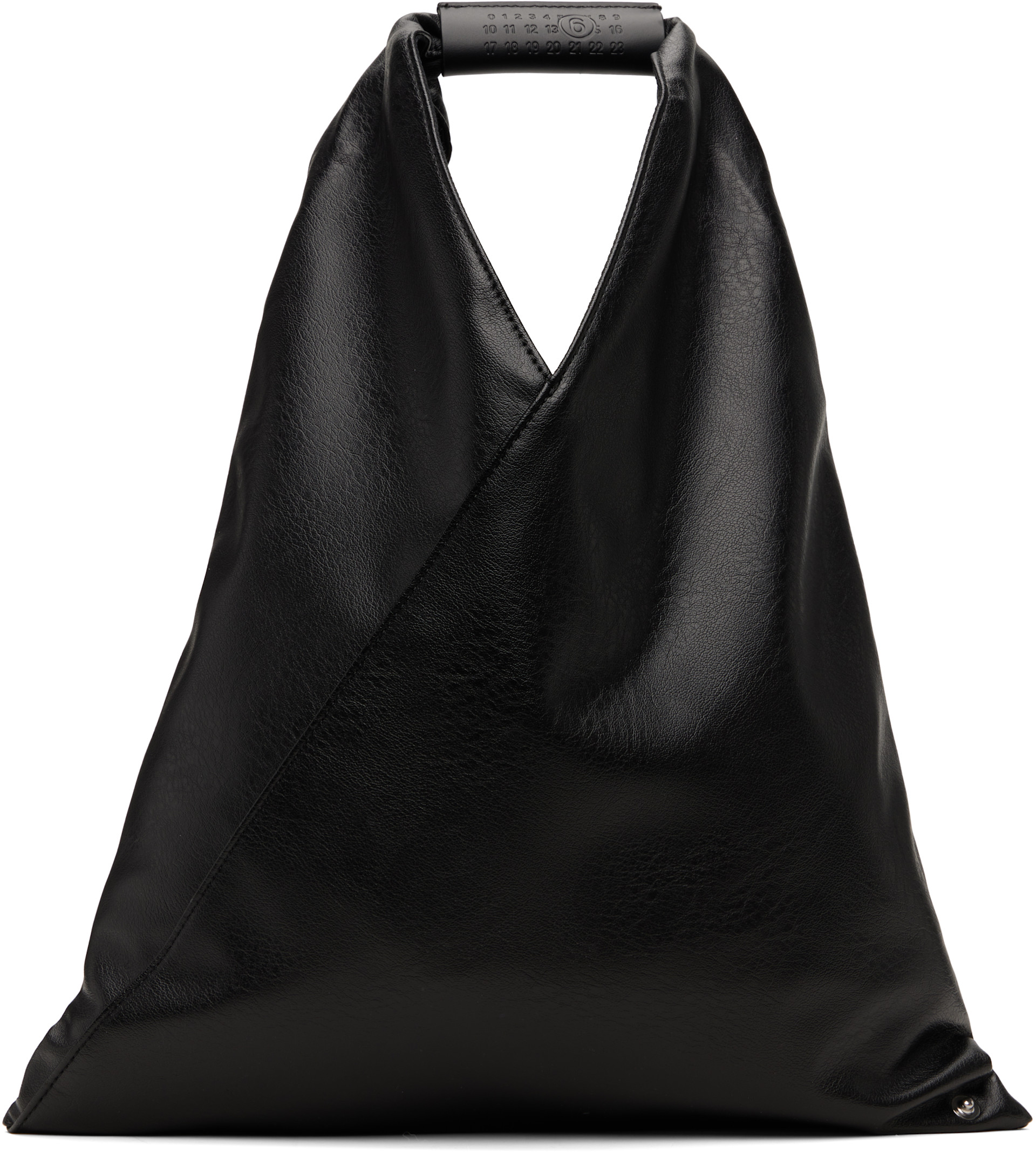 メゾンマルジェラMM6ブラック スモール フェイクレザー トライアングルトート MM6 Maison Margiela: ブラック スモール トライアングルトート