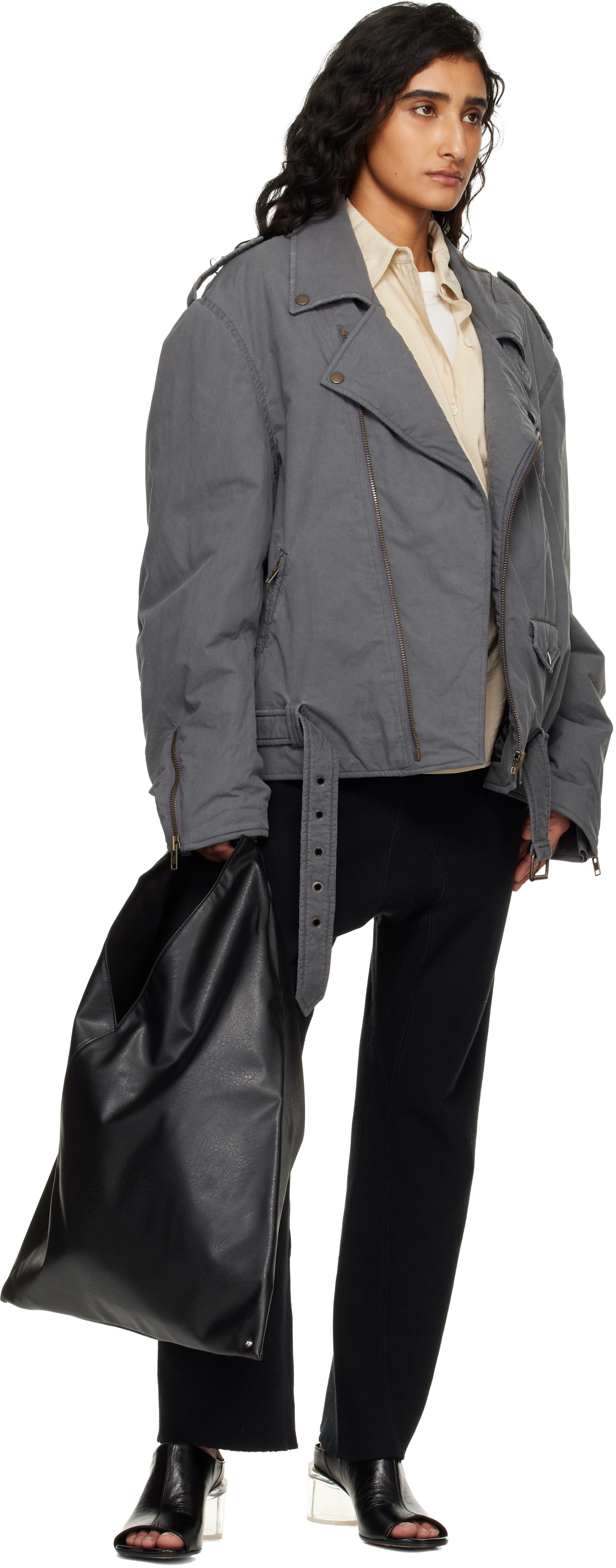 MM6 Maison Margiela: Black Classic Triangle Tote | SSENSE Canada