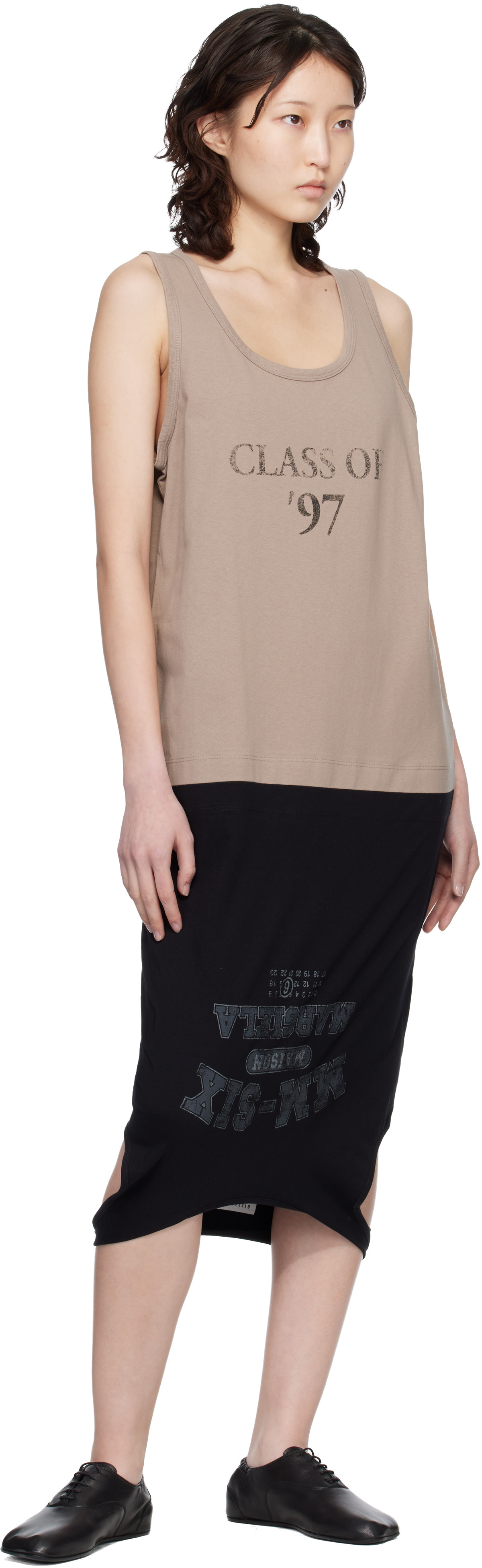 MM6 Maison Margiela: Black & Taupe Multi Wear Midi Dress | SSENSE