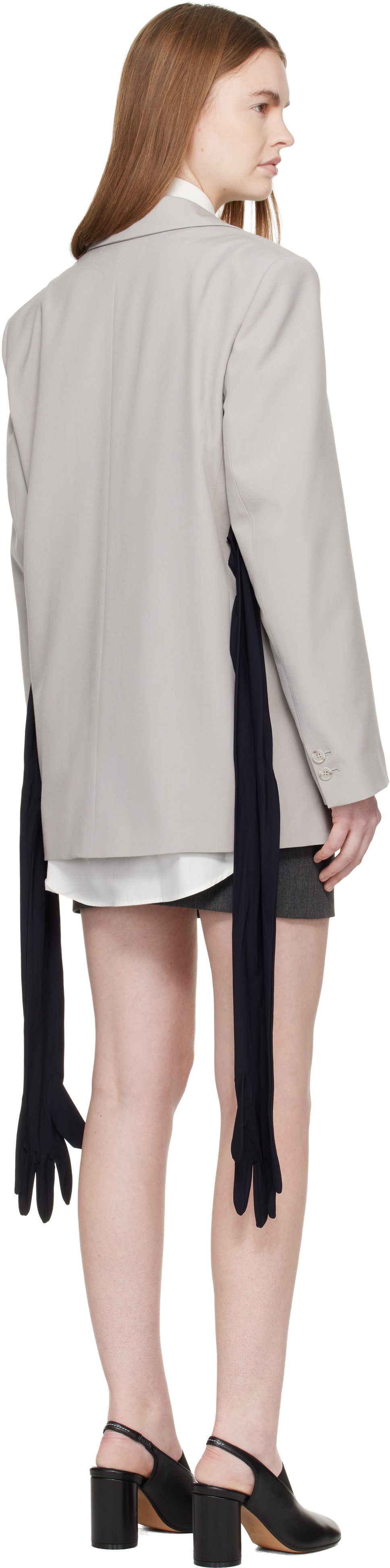 MM6 Maison Margiela: Gray Wool-Blend Blazer | SSENSE