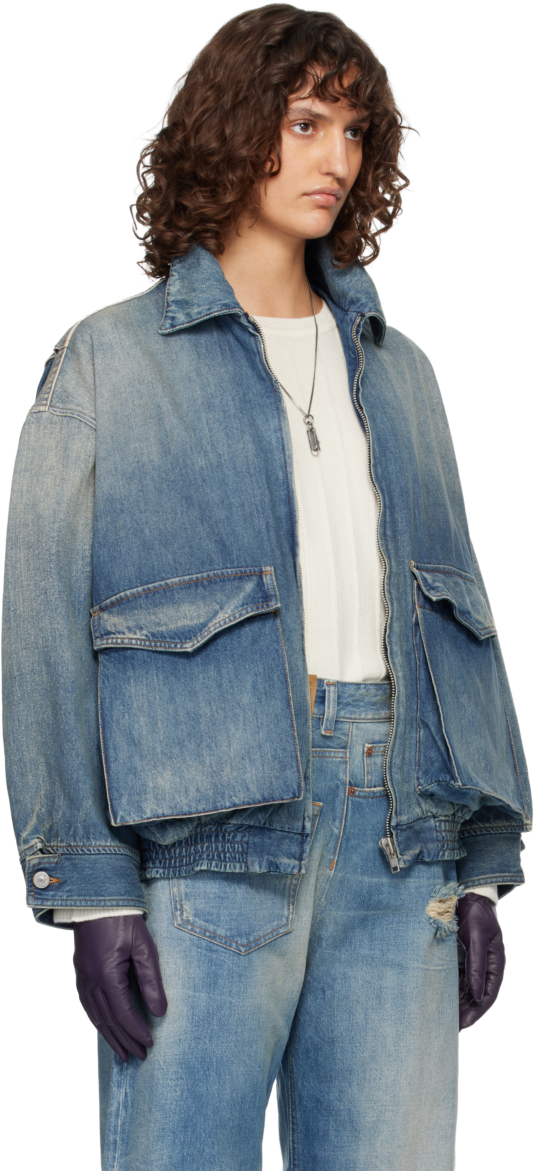 MM6 Maison Margiela: Blue Flap Pocket Denim Jacket | SSENSE