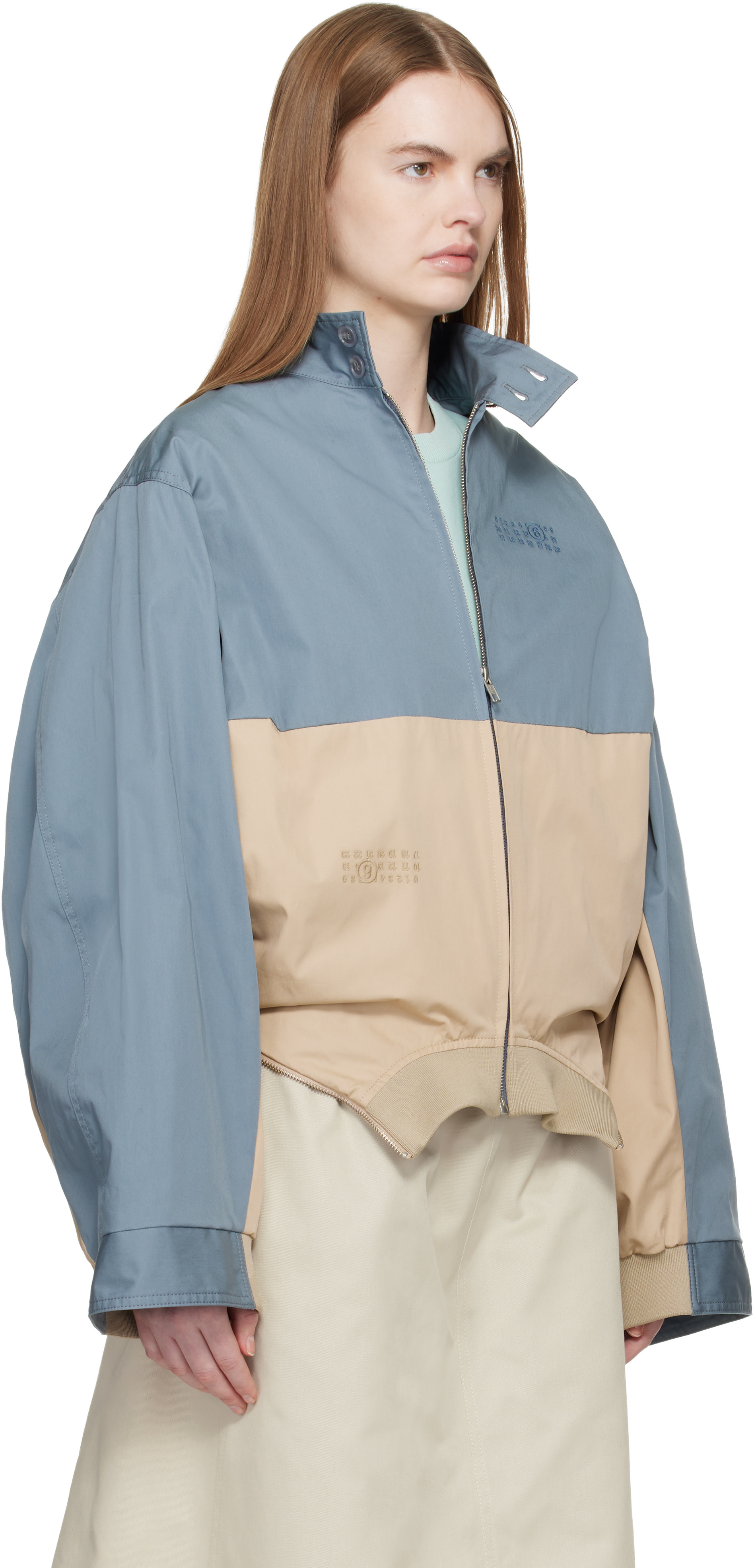 MM6 Maison Margiela: ブルー＆タン スポーツジャケット | SSENSE 日本