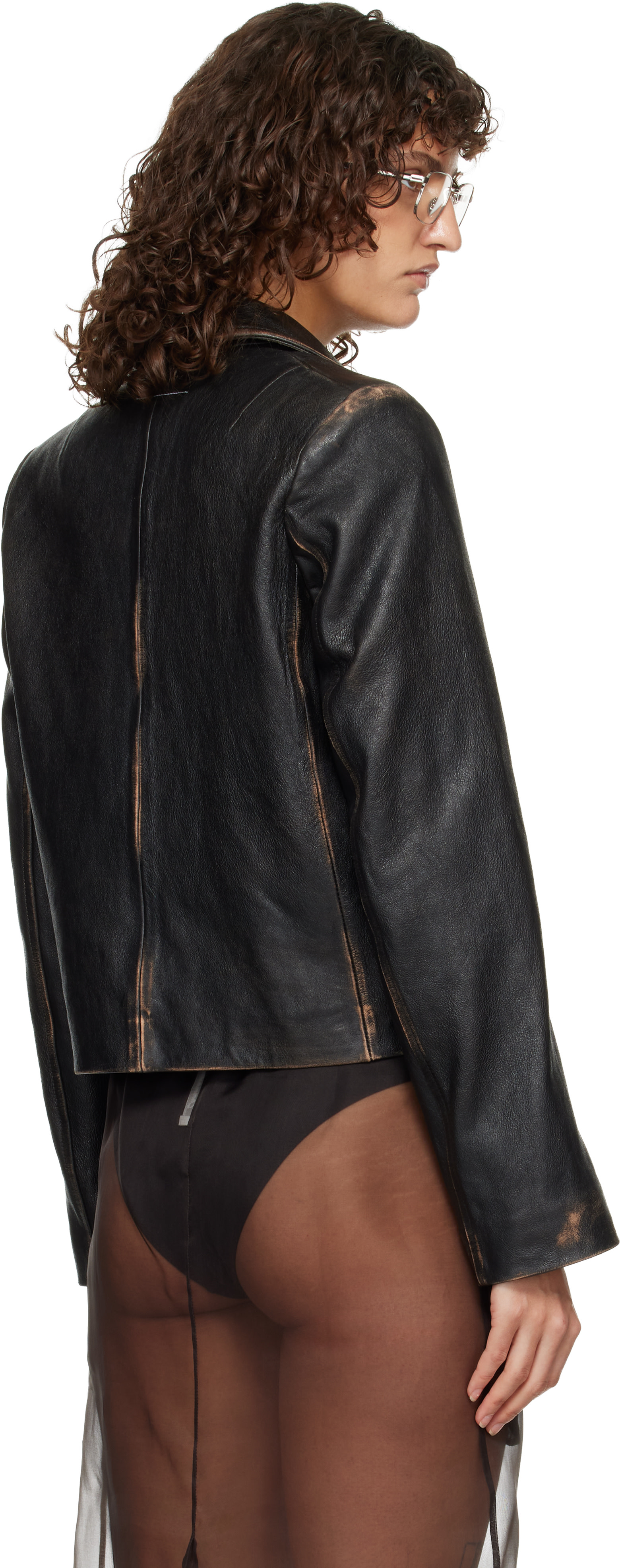 MM6 Maison Margiela: Black Sports Leather Jacket | SSENSE