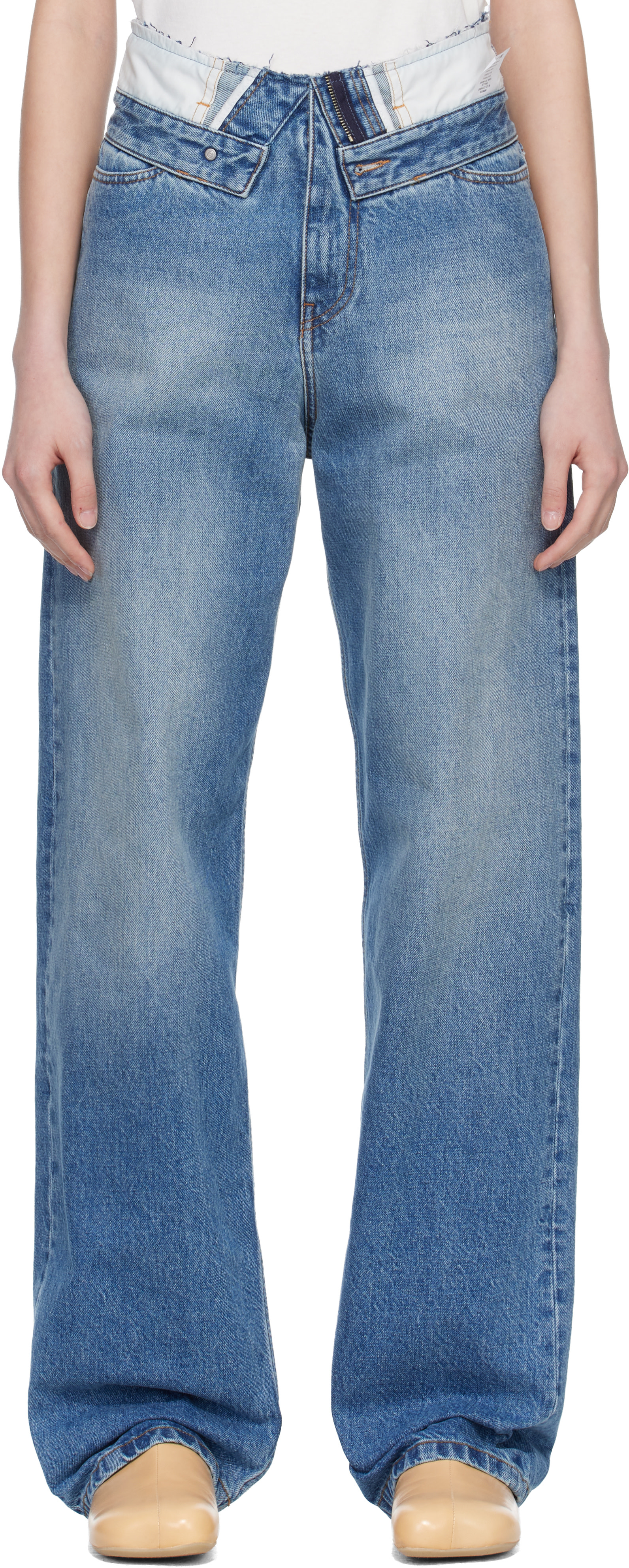 MM6 Maison Margiela: ブルー ストレートレッグ ジーンズ | SSENSE 日本