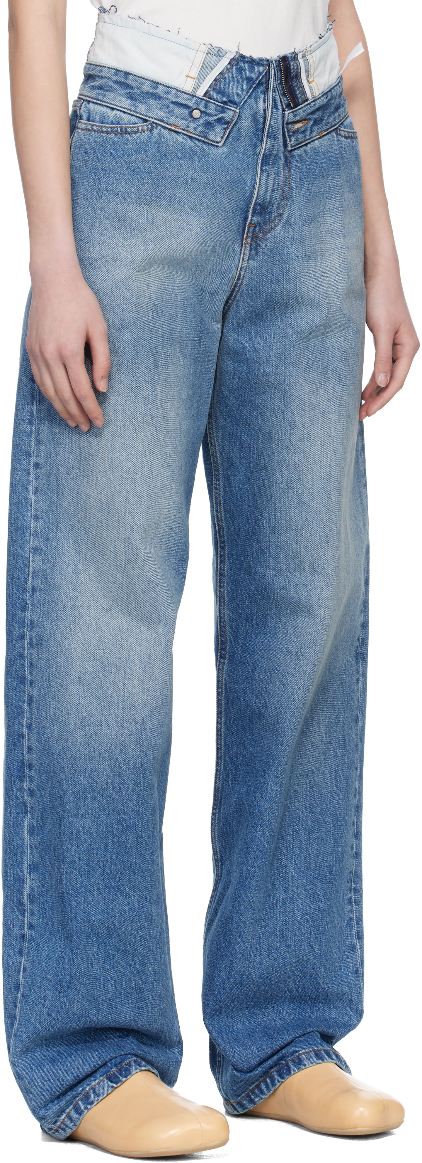 MM6 Maison Margiela: ブルー ストレートレッグ ジーンズ | SSENSE 日本