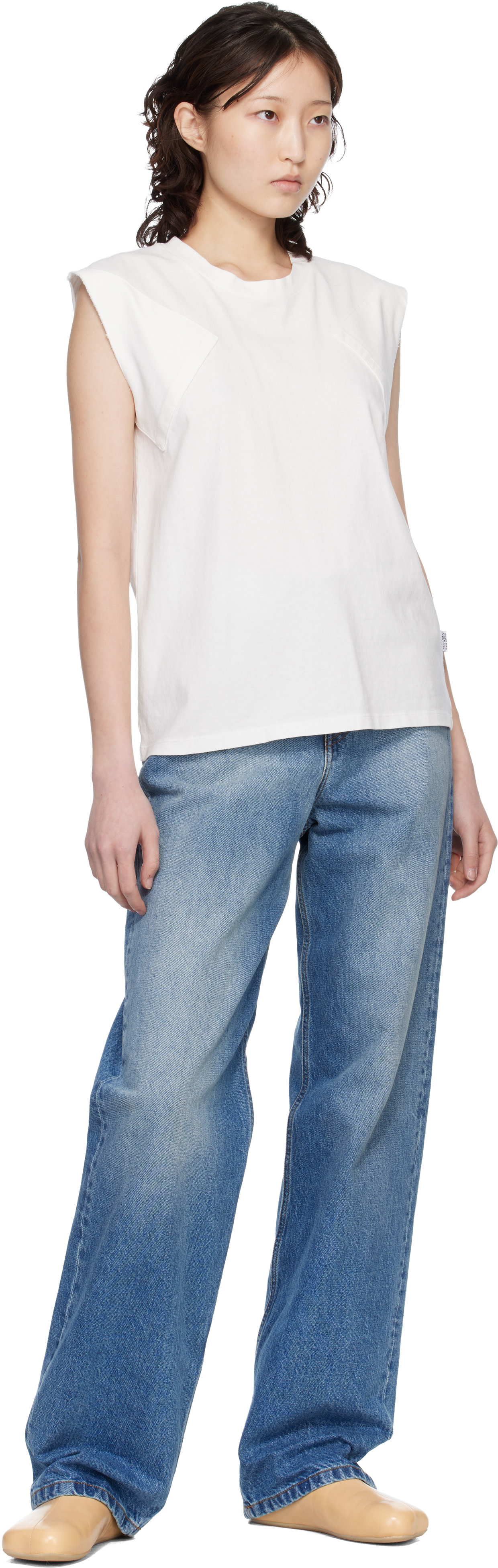 MM6 ストレートレッグジーンズ 26 MM6 Maison Margiela: ブルー ストレートレッグ ジーンズ | SSENSE 日本
