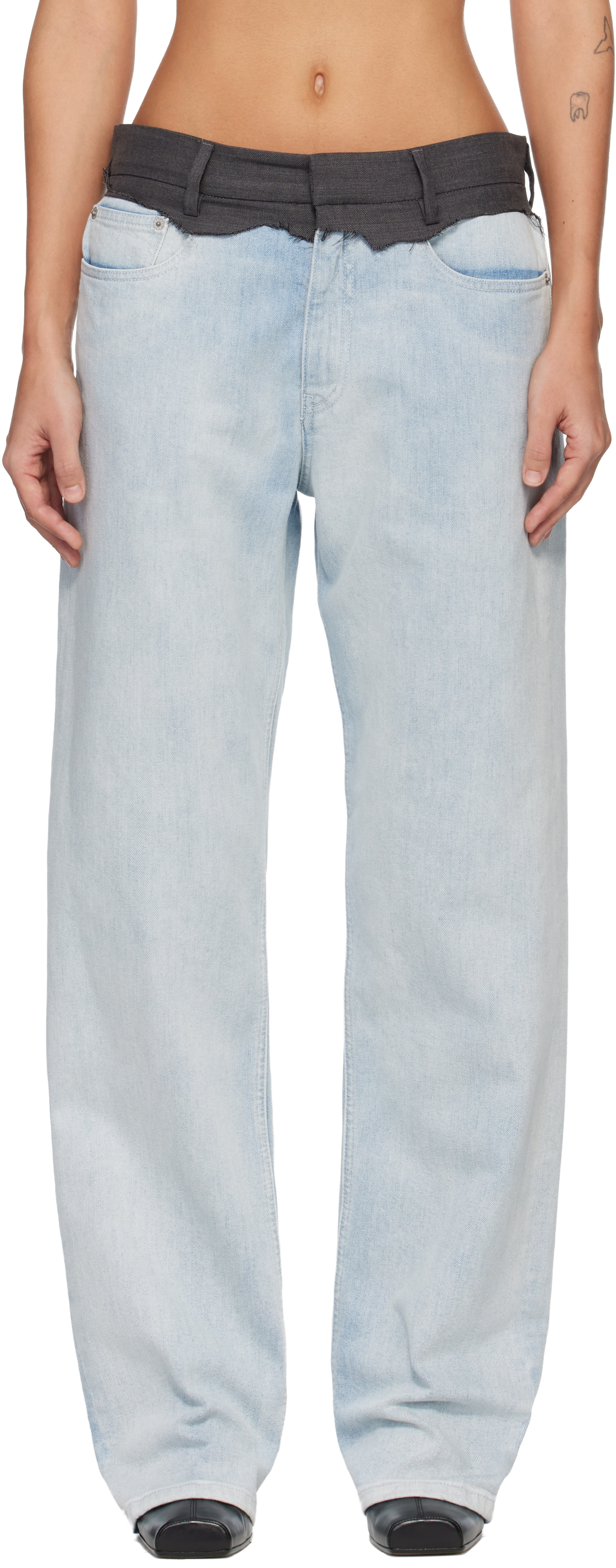 MM6 Maison Margiela: Blue Straight-Leg Jeans | SSENSE