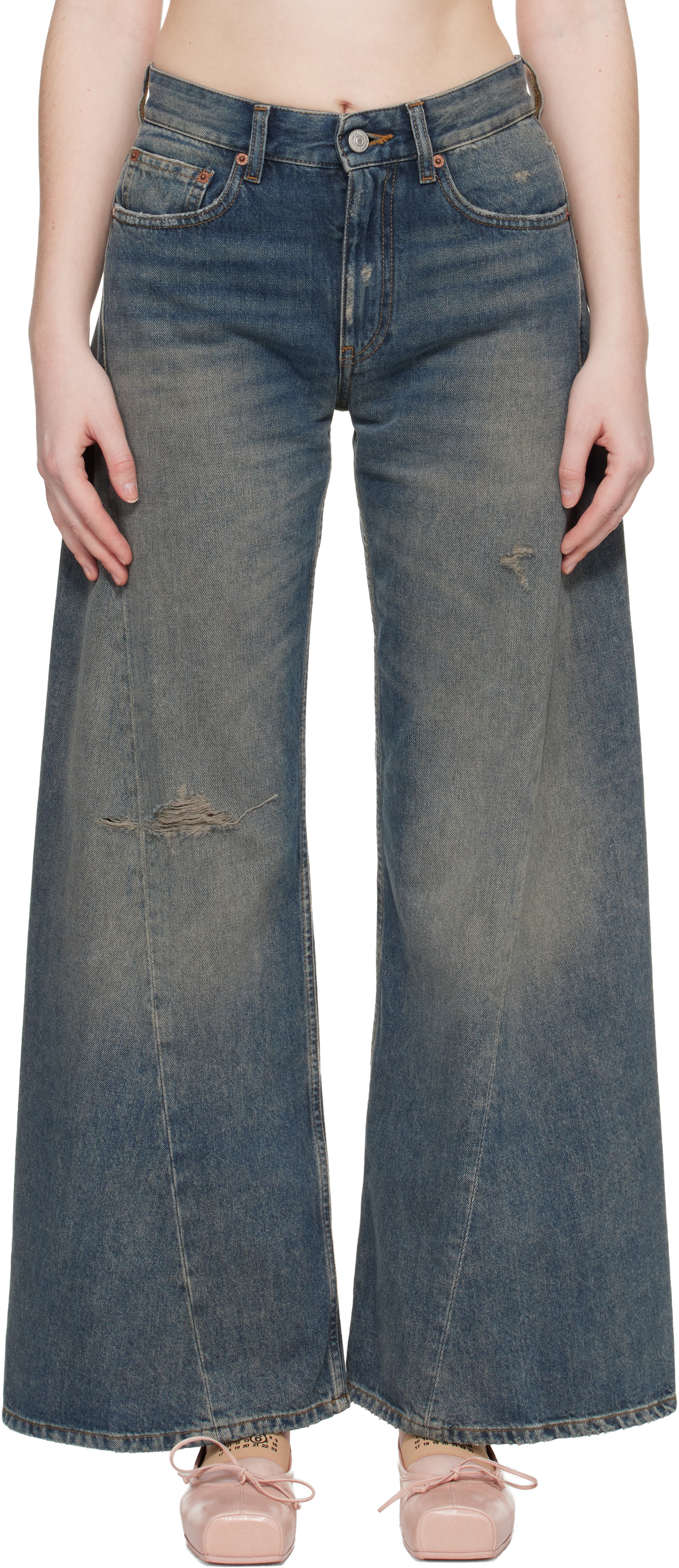 MM6 Maison Margiela: Blue Distressed Jeans | SSENSE