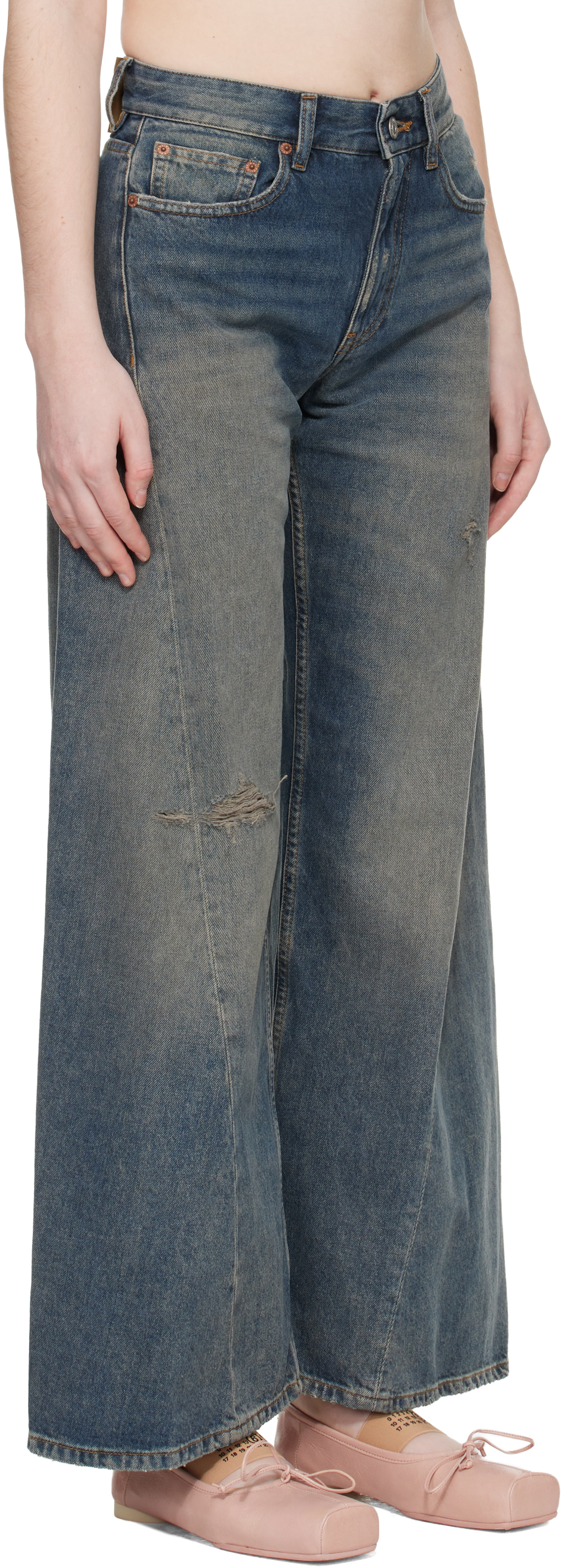 MM6 Maison Margiela: Blue Distressed Jeans | SSENSE