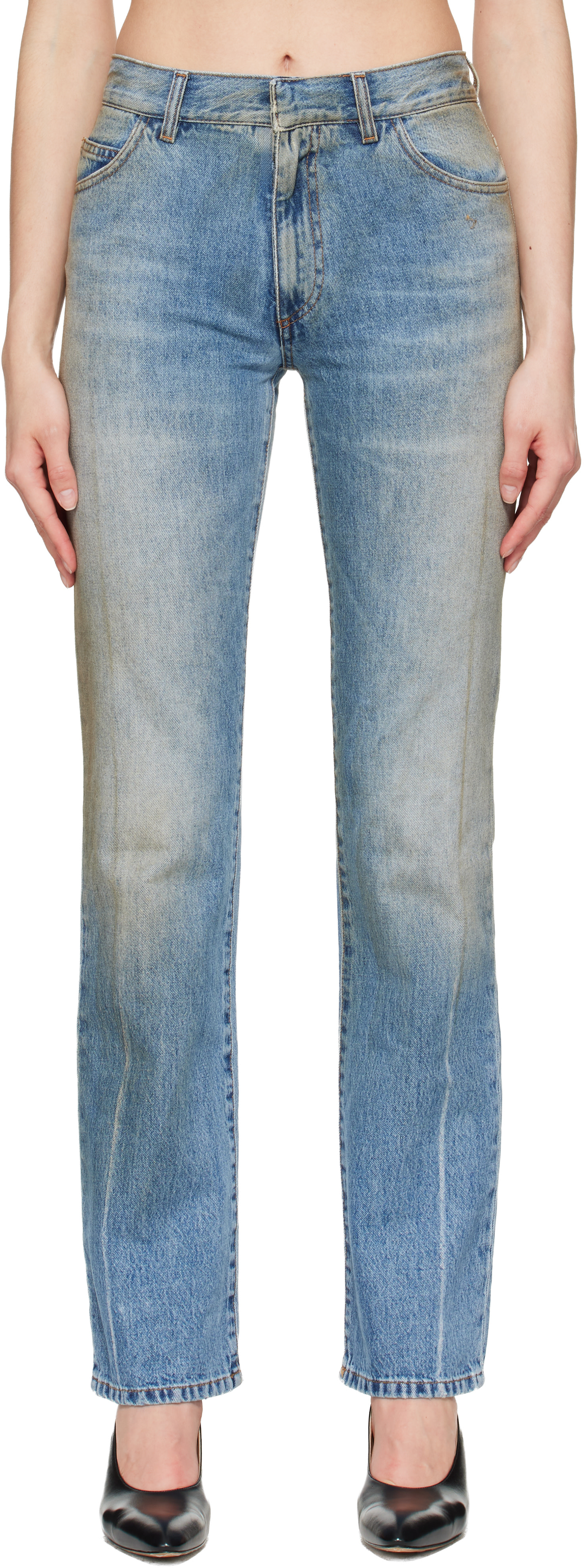 MM6 Maison Margiela: ブルー ストレートレッグ ジーンズ | SSENSE 日本