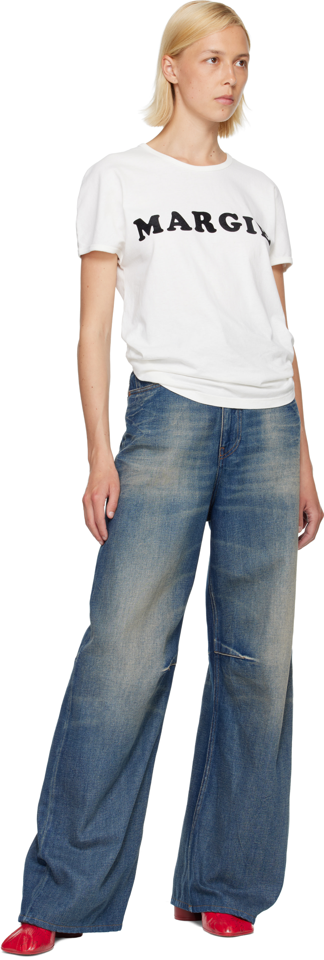 MM6 Maison Margiela: Blue Wide-Leg Jeans | SSENSE Canada