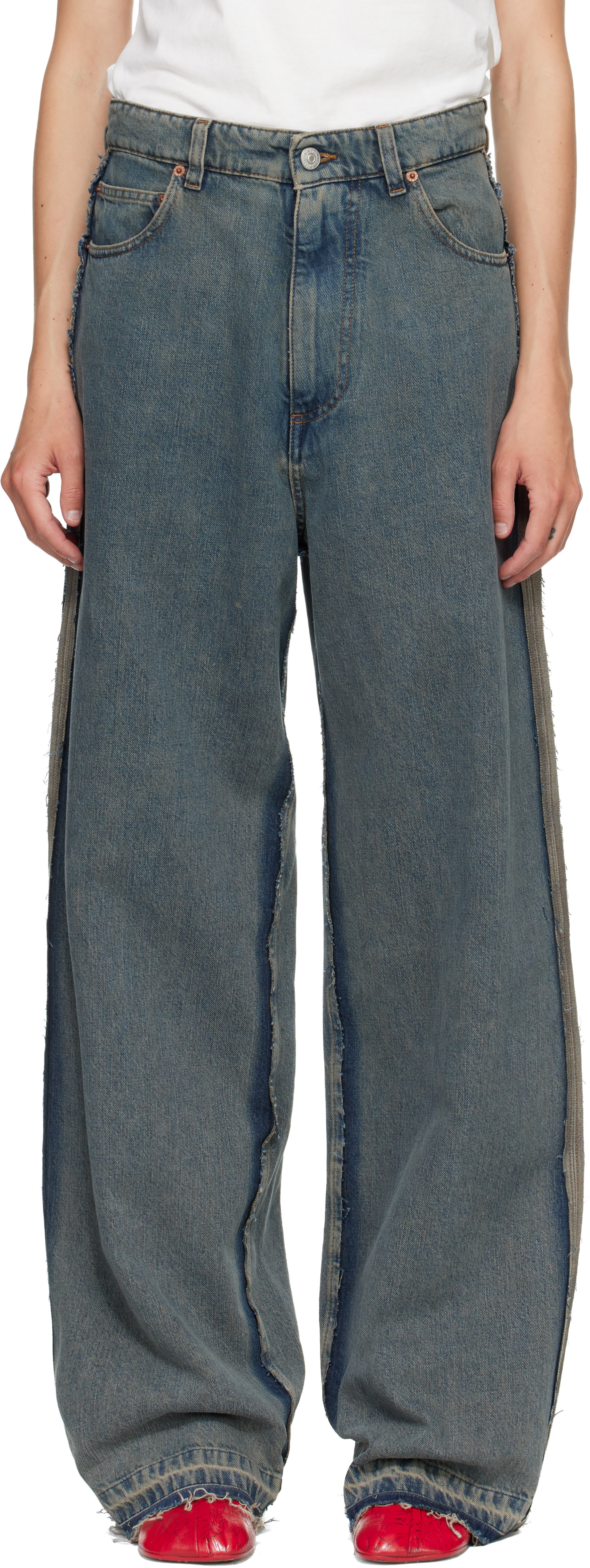 MM6 Maison Margiela: Blue 5-Pocket Jeans | SSENSE