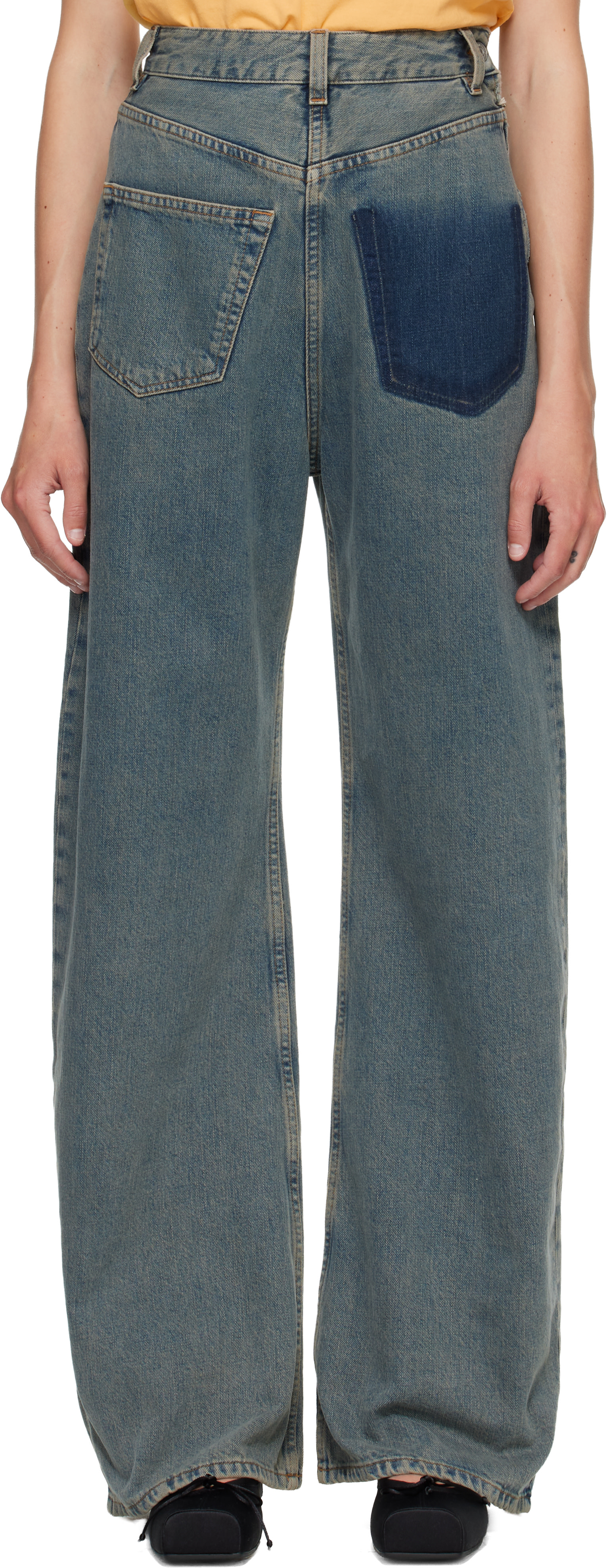 MM6 Maison Margiela: Blue Back-To-Back Jeans | SSENSE Sweden