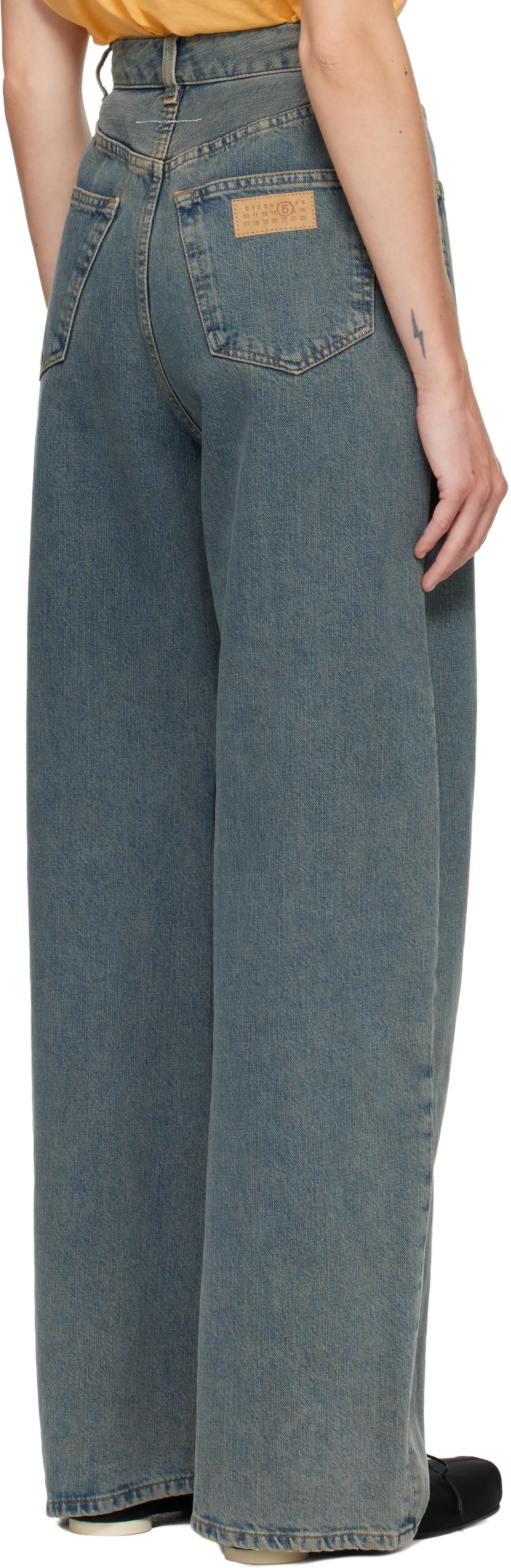 MM6 Maison Margiela: Blue Back-To-Back Jeans | SSENSE Sweden